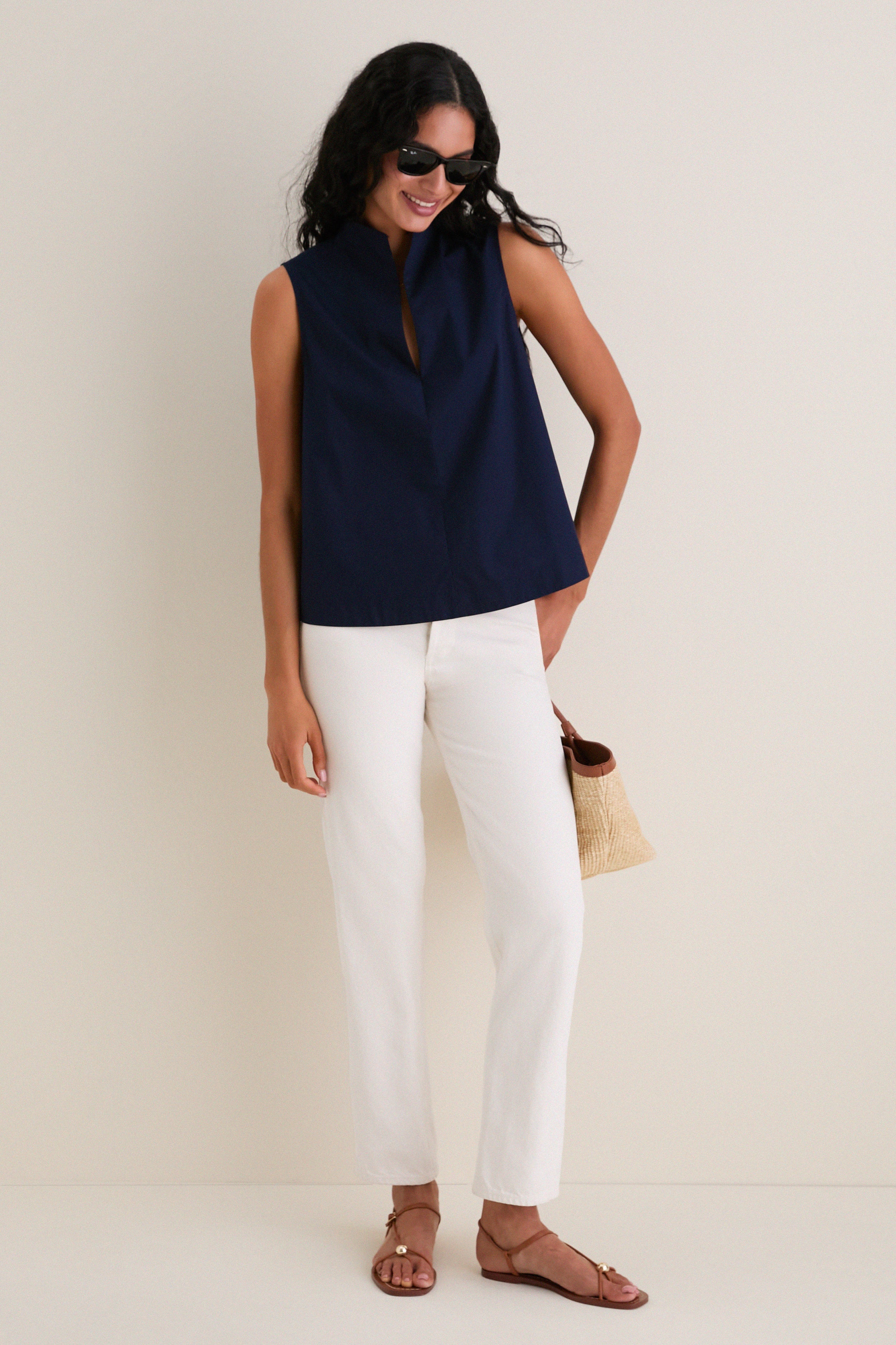 Navy Sleeveless Celeste Top | Tuckernuck