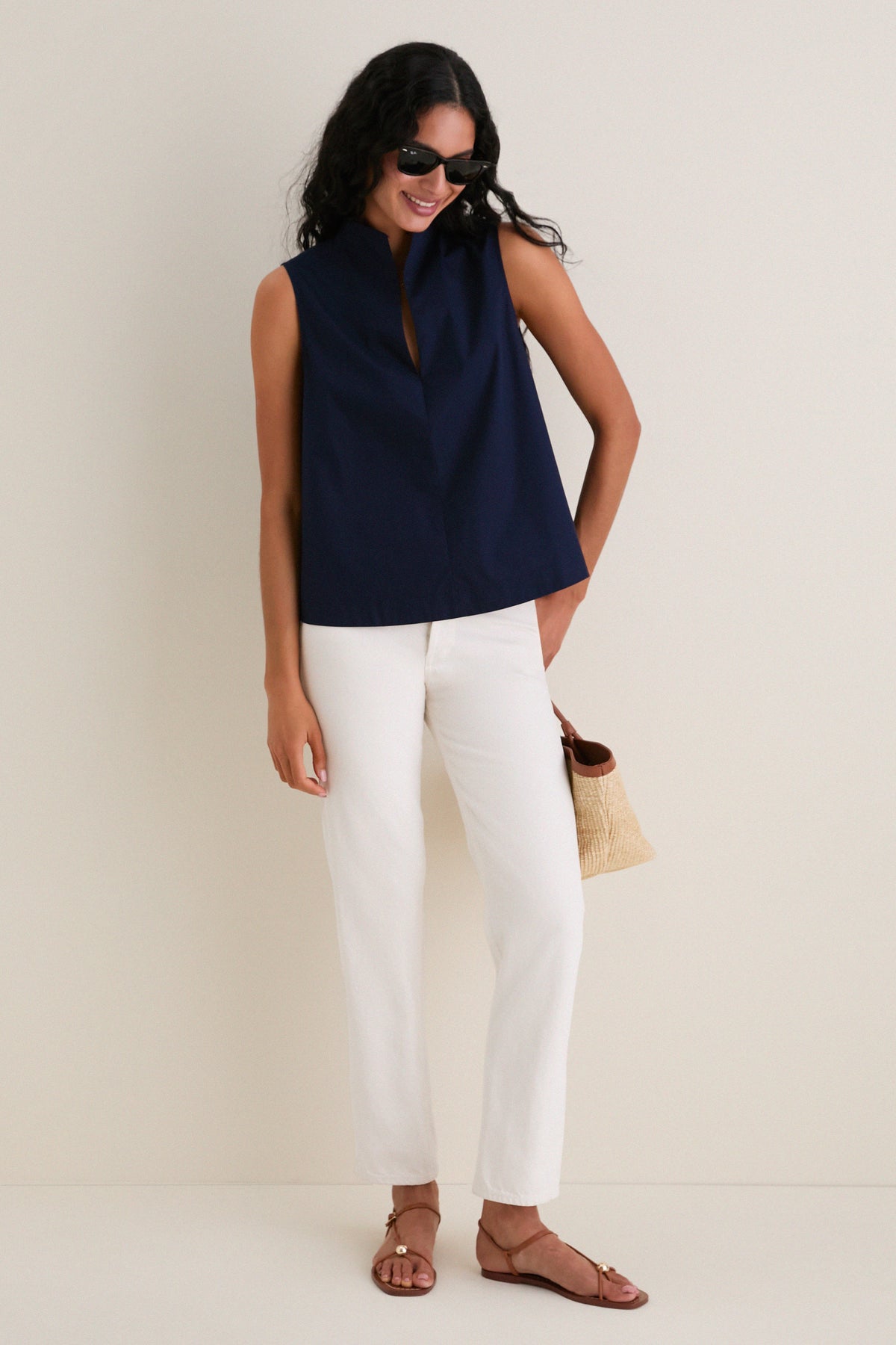 Navy Sleeveless Celeste Top