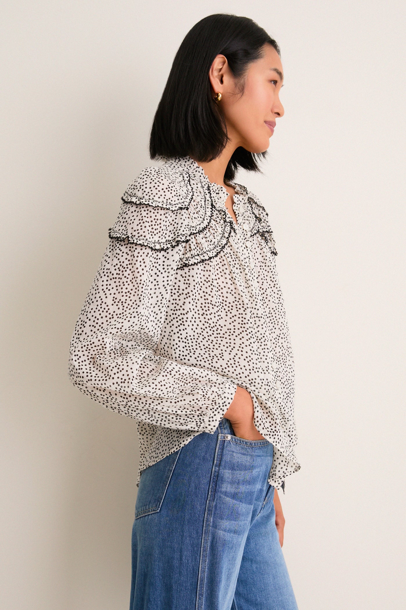 Ecru and Black Christa Blouse