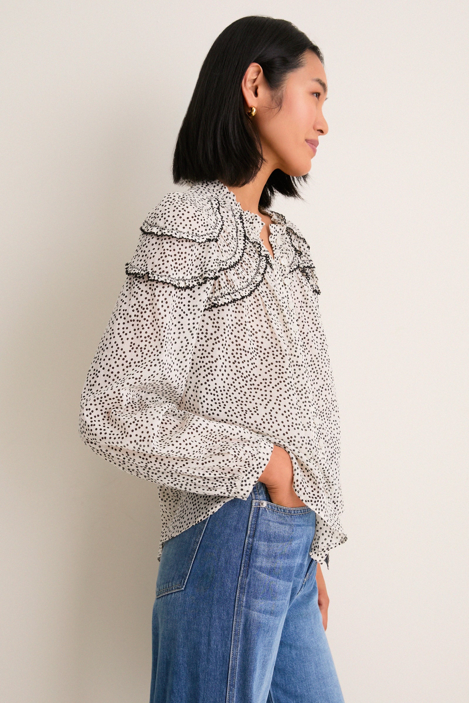 Ecru and Black Christa Blouse