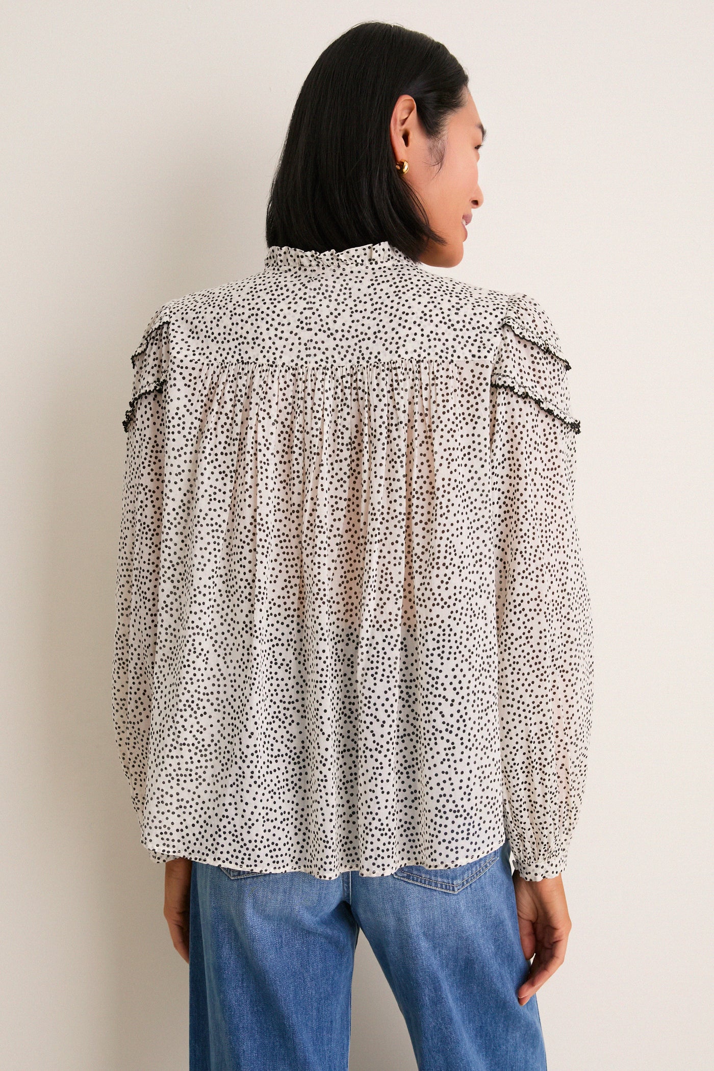 Ecru and Black Christa Blouse