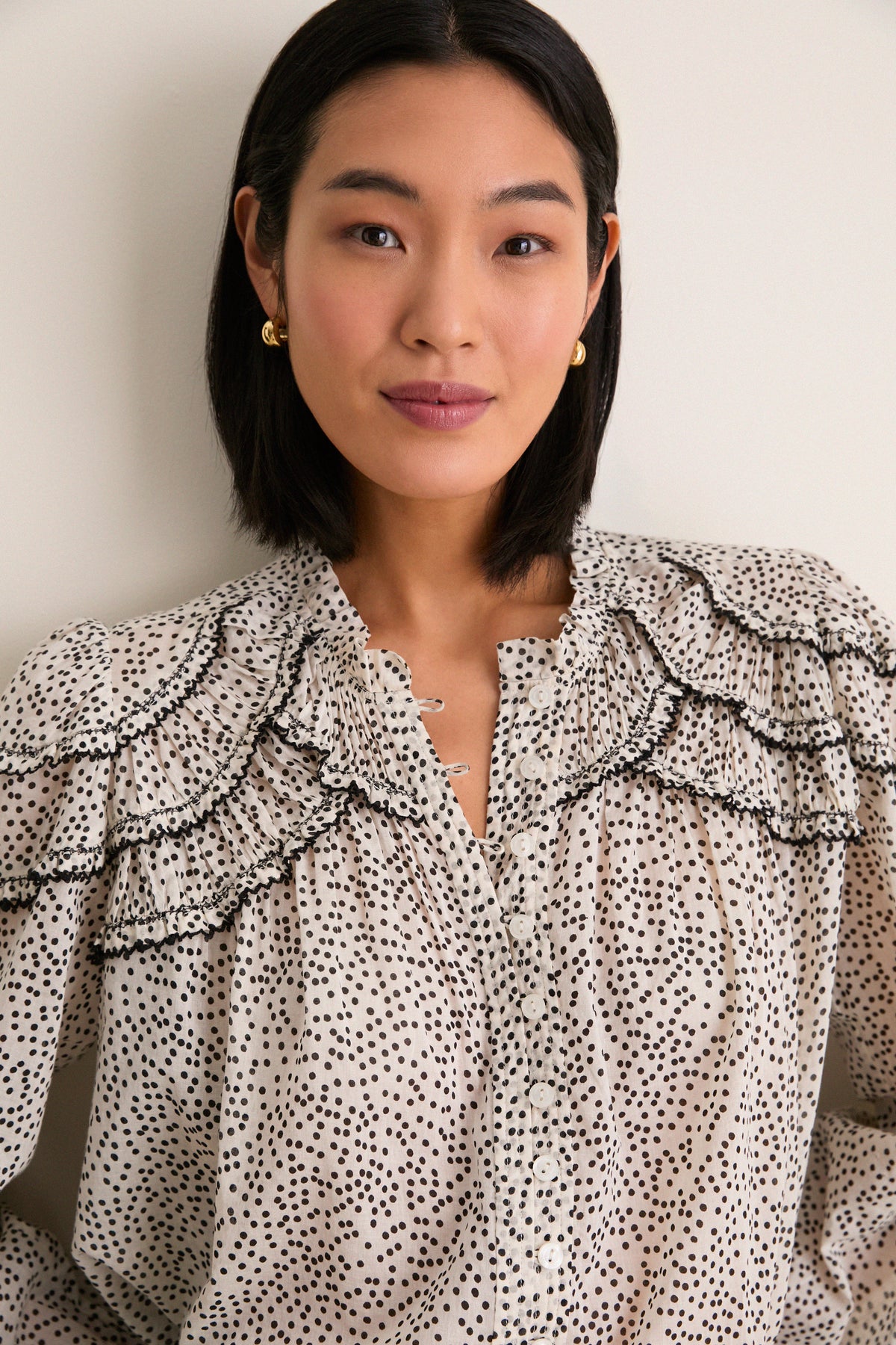 Ecru and Black Christa Blouse