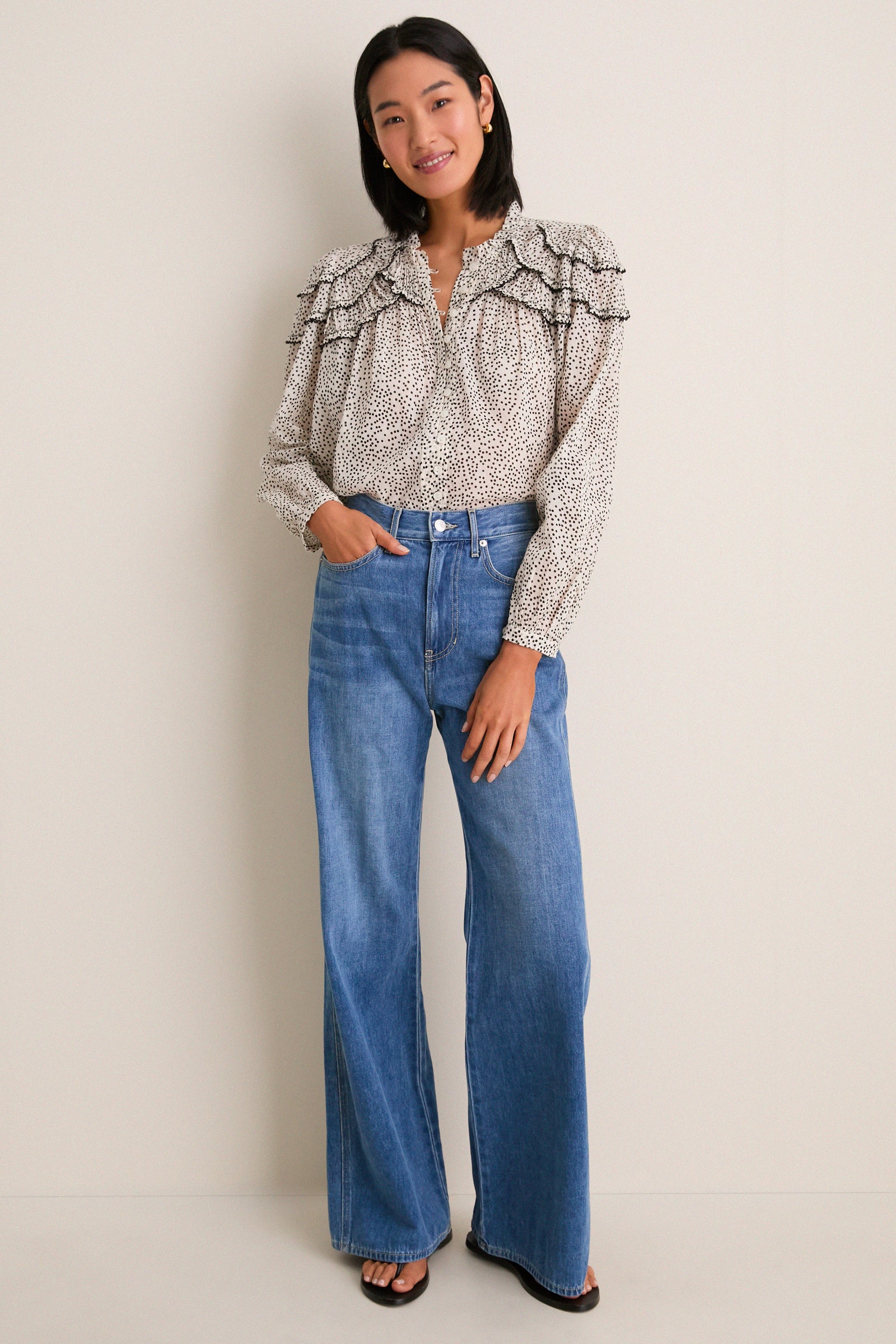 Ecru and Black Christa Blouse