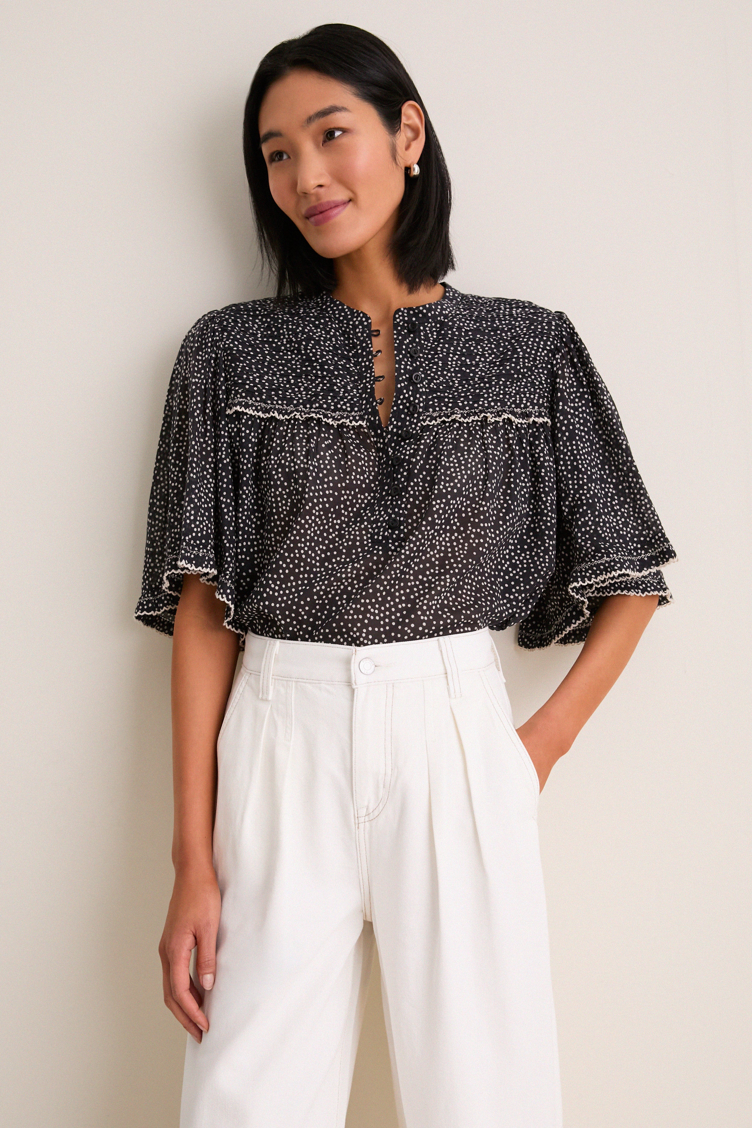 Black and Ecru Douna Blouse