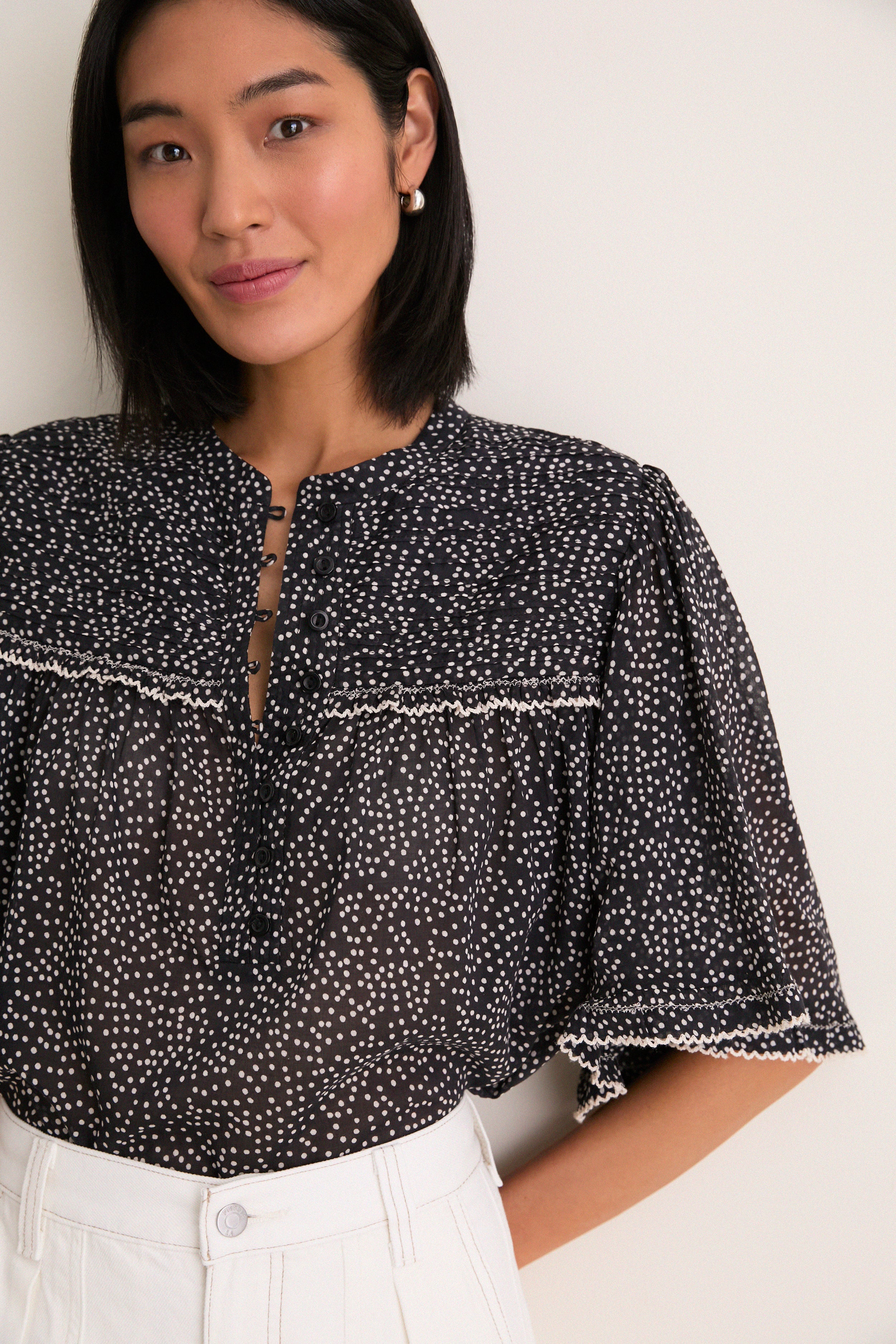 Black and Ecru Douna Blouse