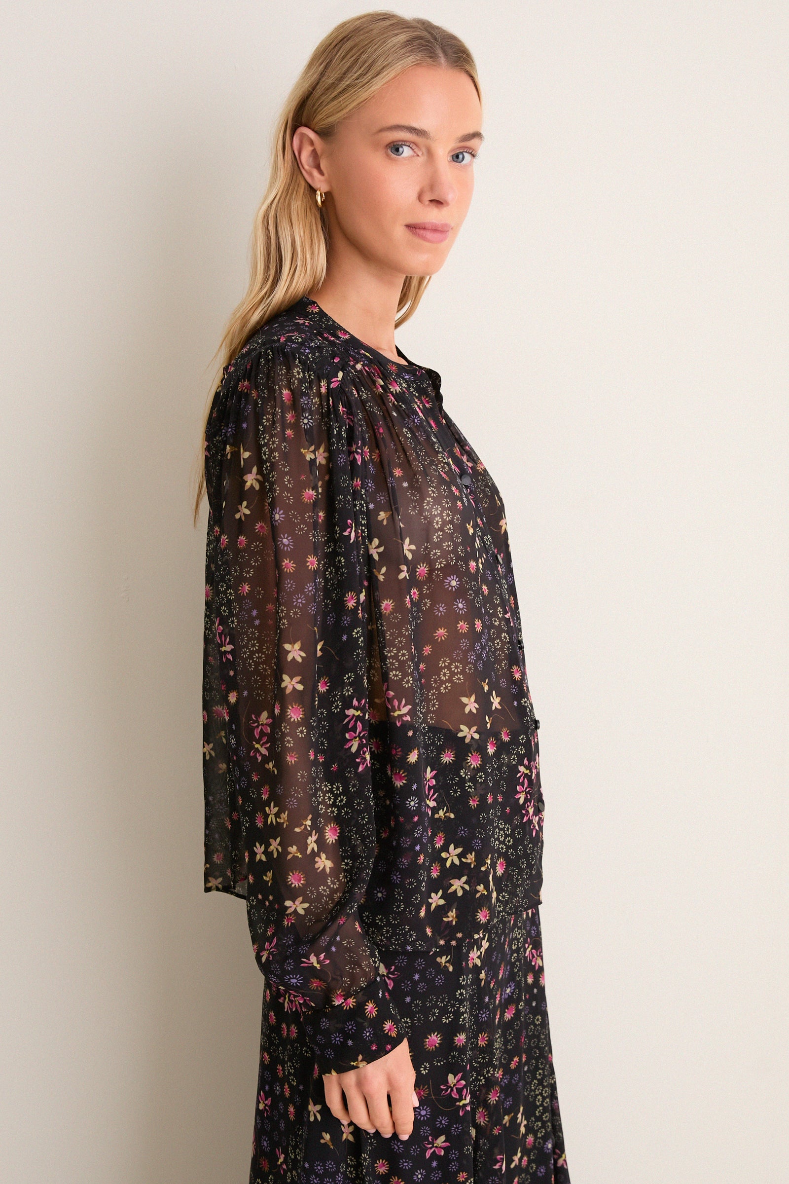 Black and Ecru Florine Blouse