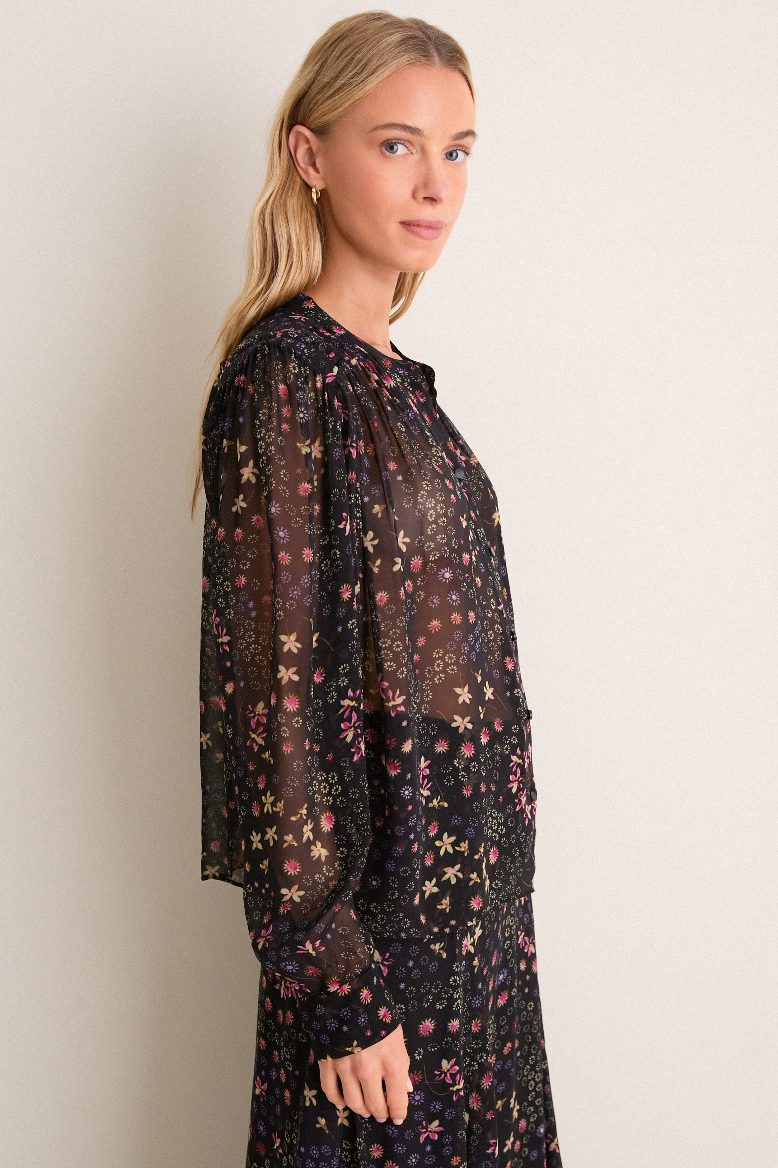 Black and Ecru Florine Blouse
