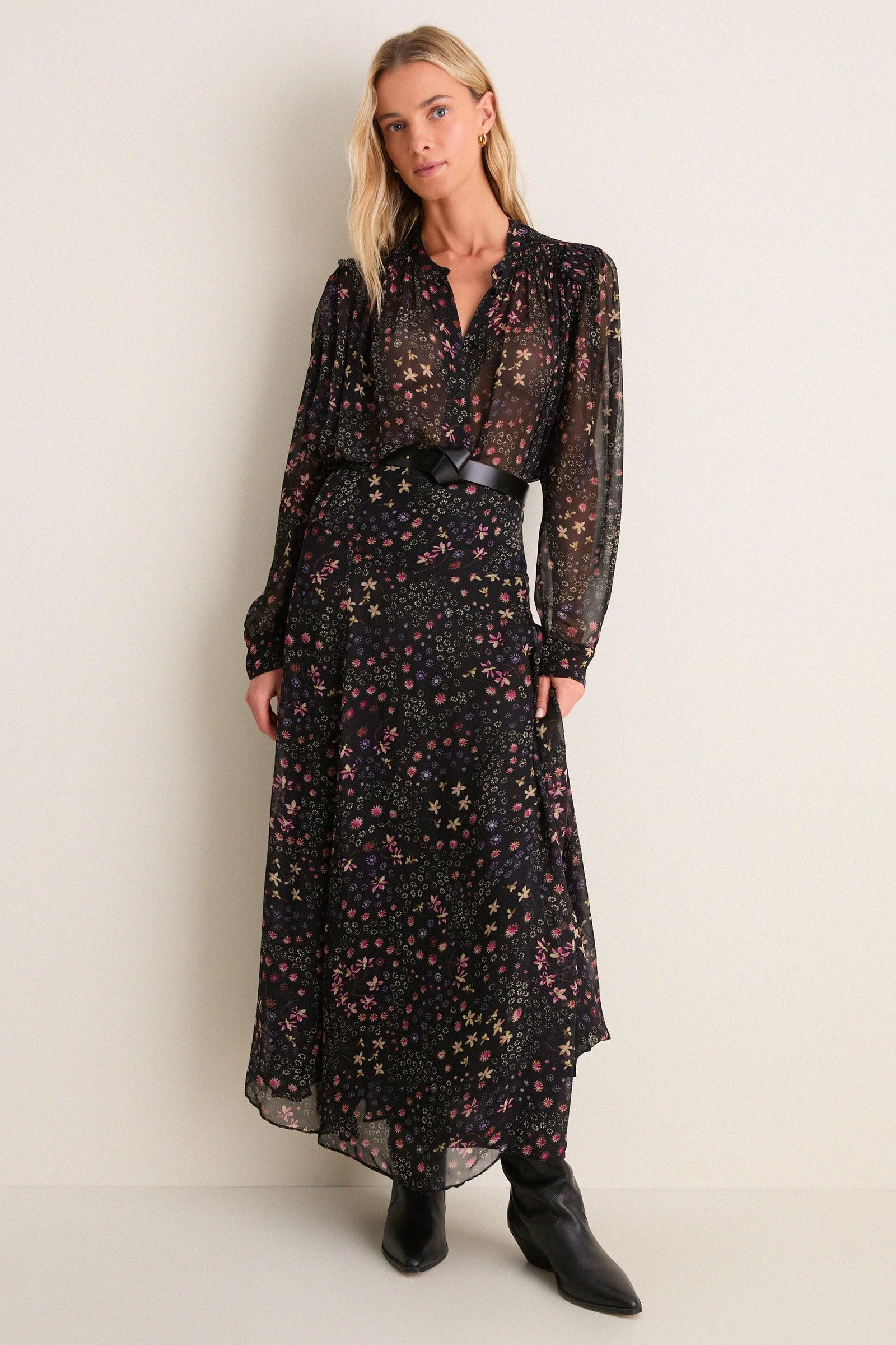 Black and Ecru Florine Blouse