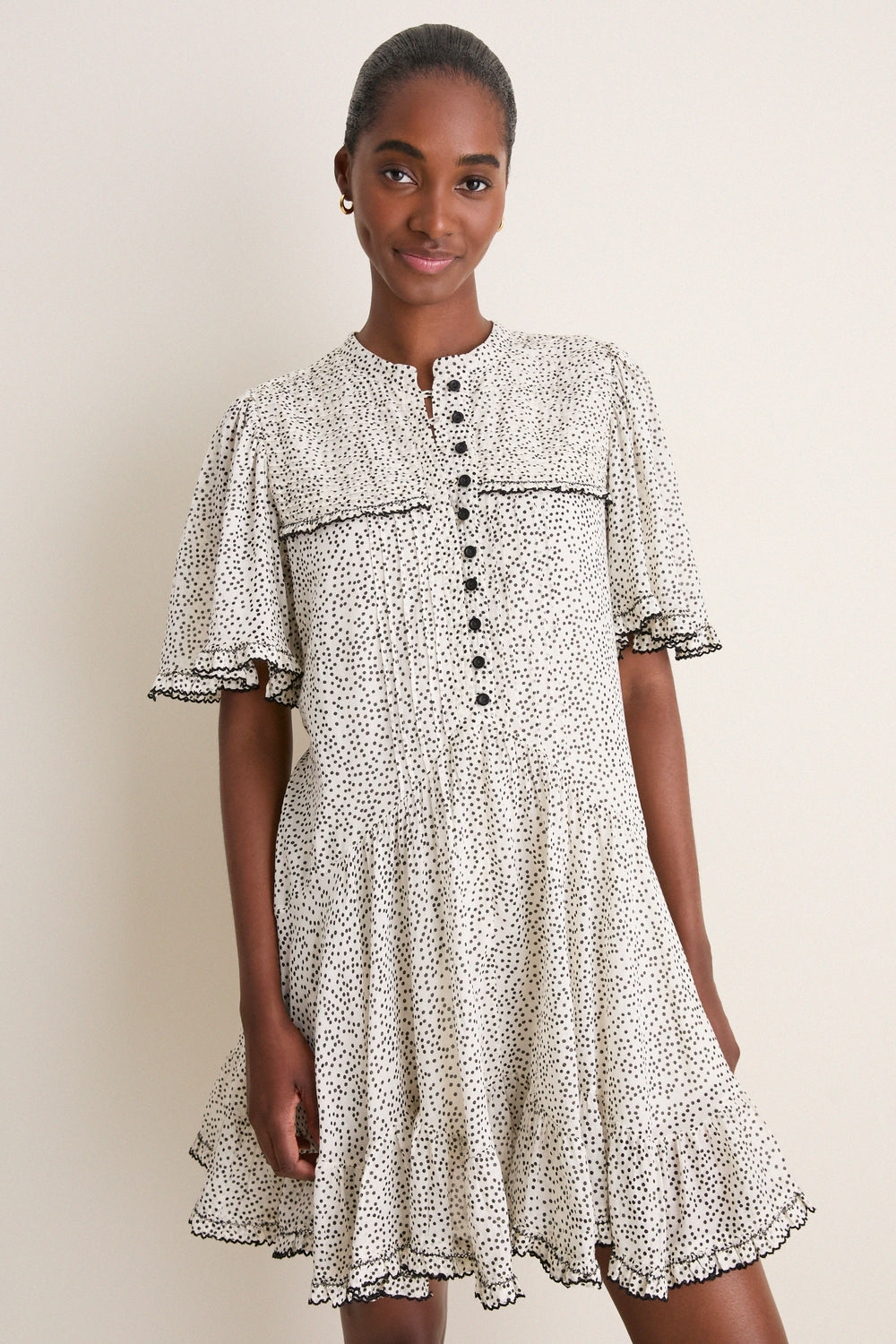 Ecru and Black Daynia Dress