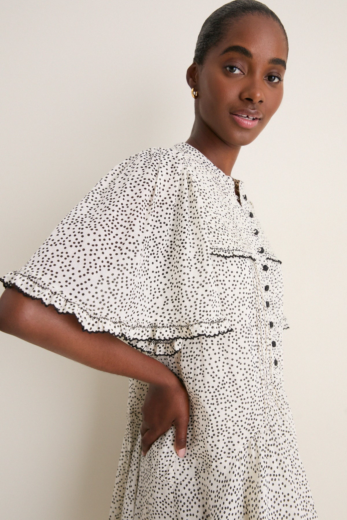 Ecru and Black Daynia Dress