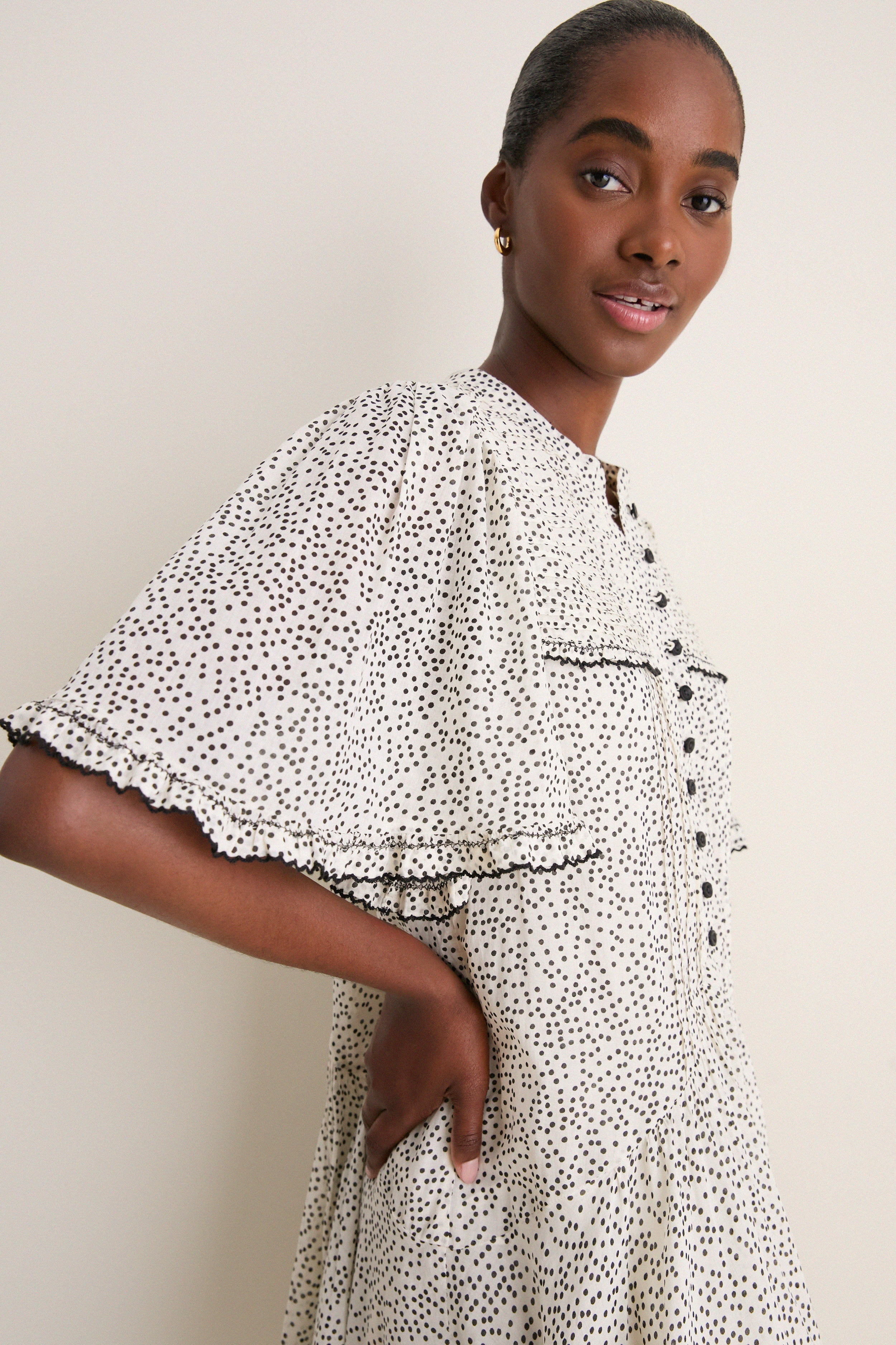 Ecru and Black Daynia Dress