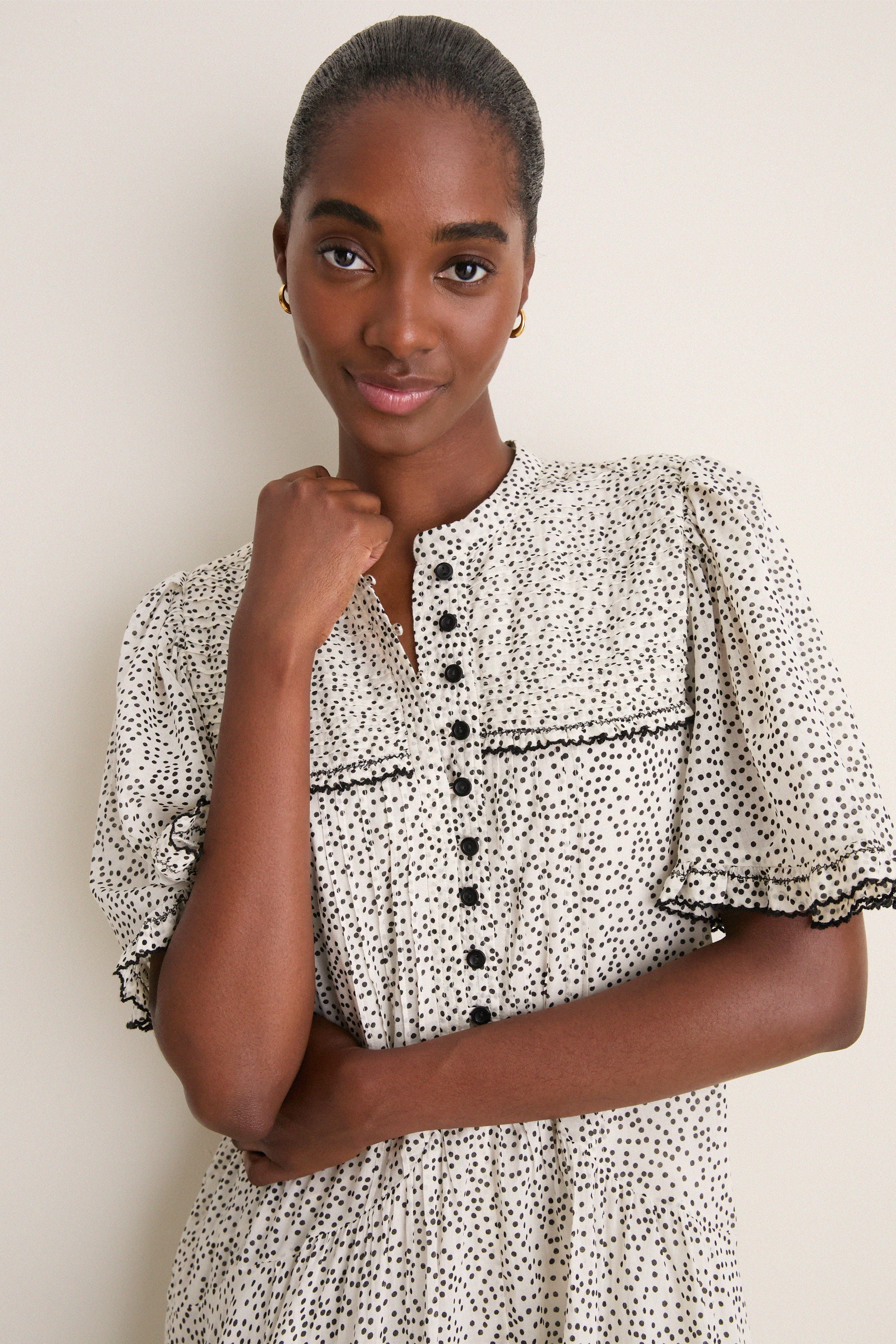 Ecru and Black Daynia Dress