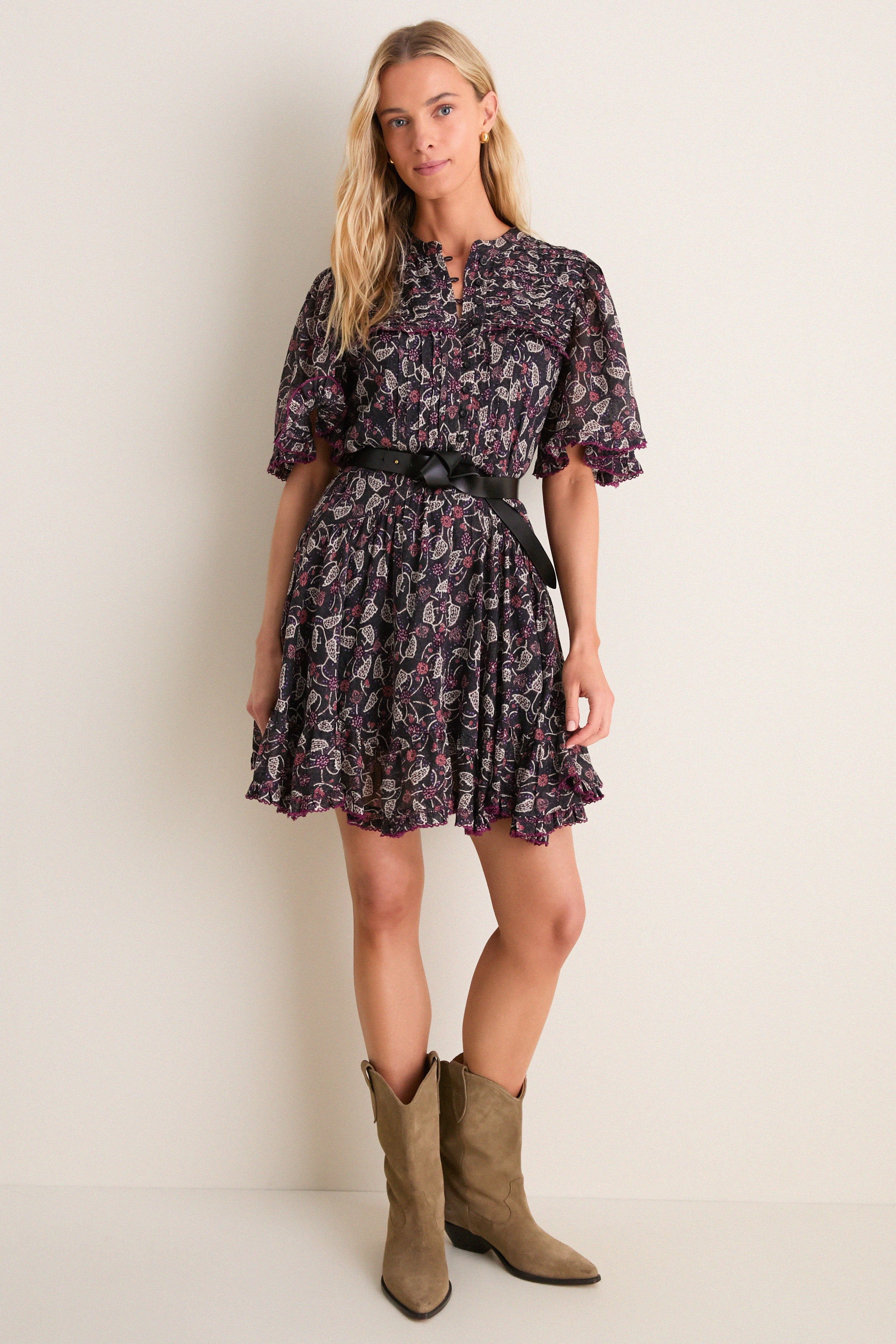 Collors Raspberry Black and Raspberry Daynia Dress | Isabel Marant Etoile