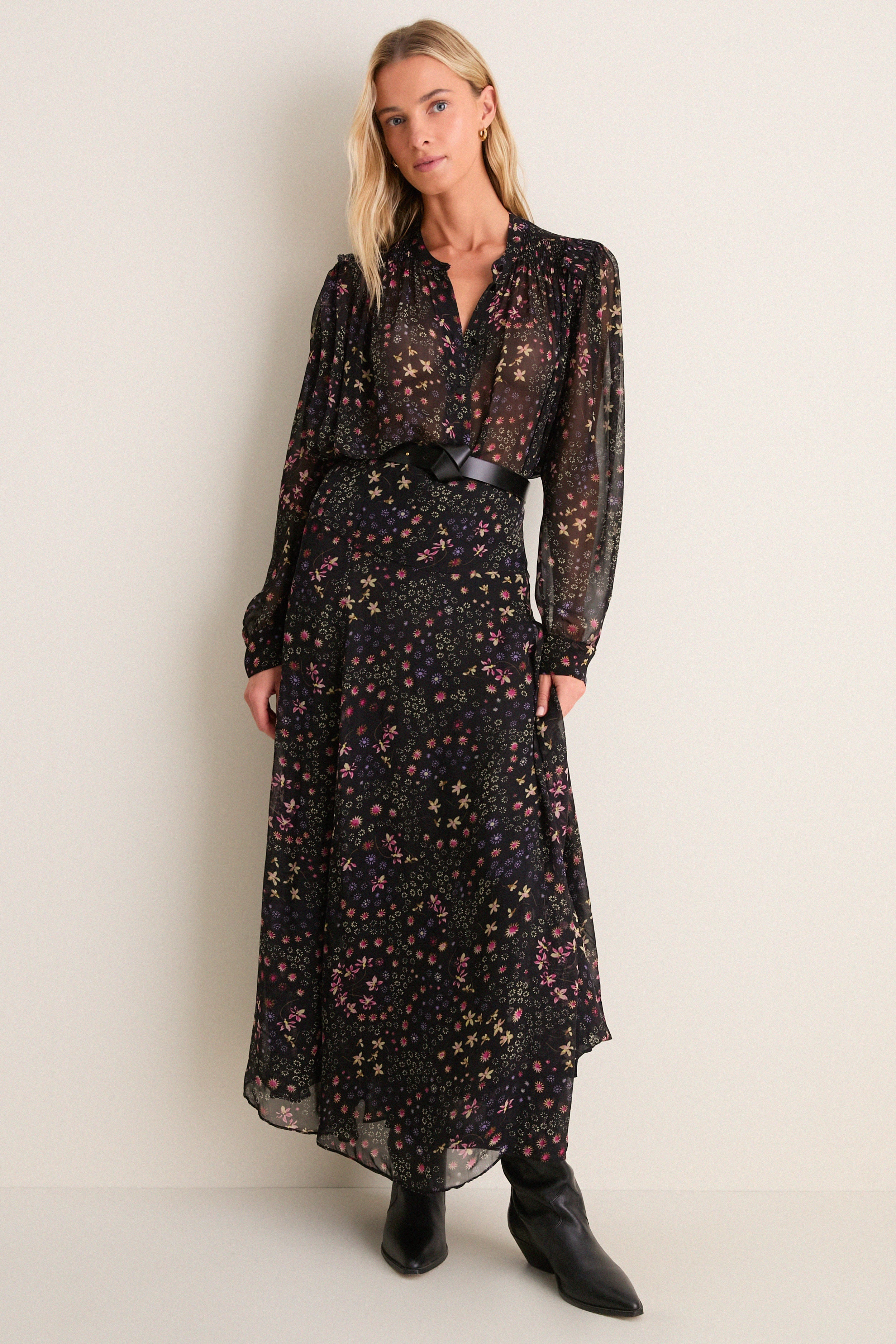 Black and Ecru Fran Skirt