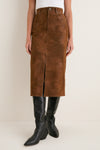 Brown Faux Suede Bisane Skirt