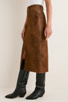 Brown Faux Suede Bisane Skirt