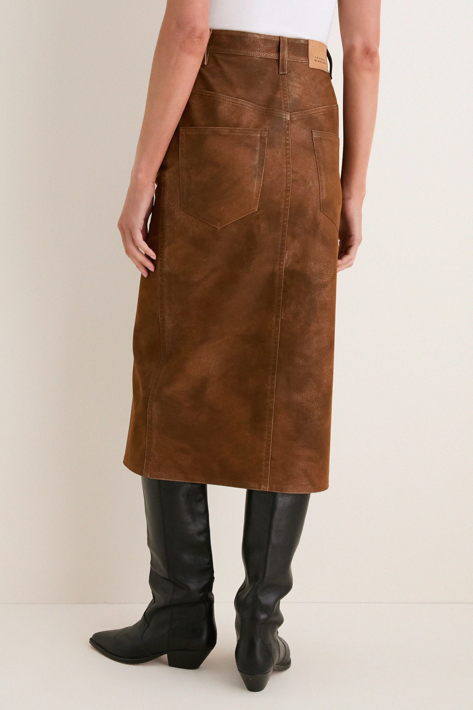 Brown Faux Suede Bisane Skirt