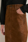 Brown Faux Suede Bisane Skirt