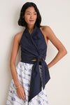 Navy Wrapped Up Halter Top