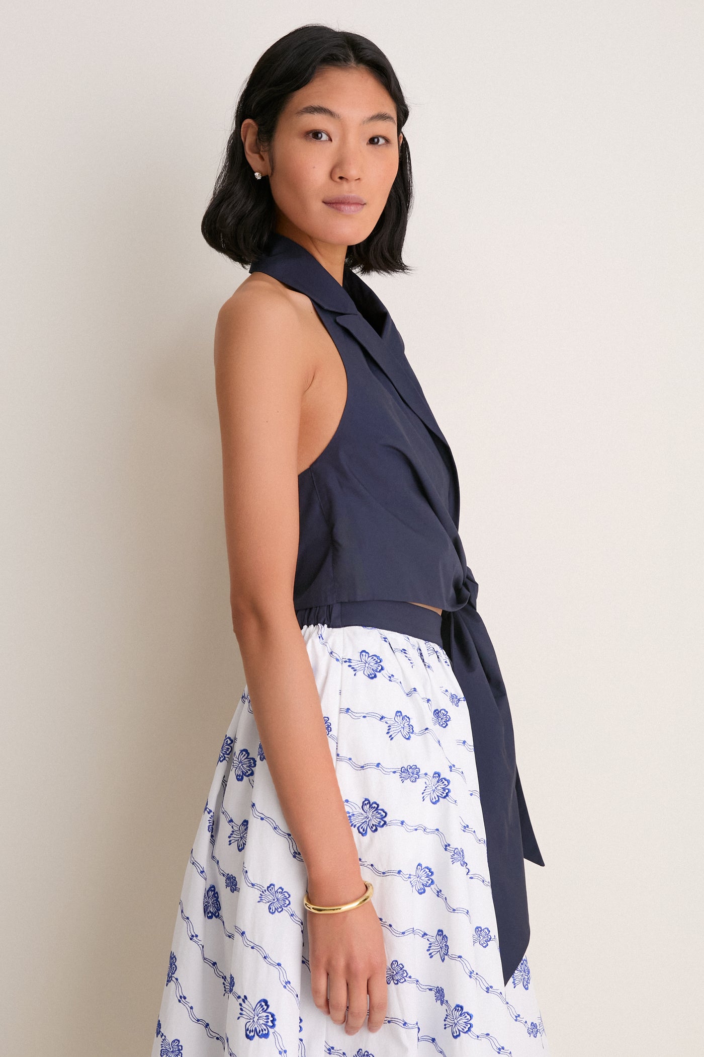 Navy Wrapped Up Halter Top