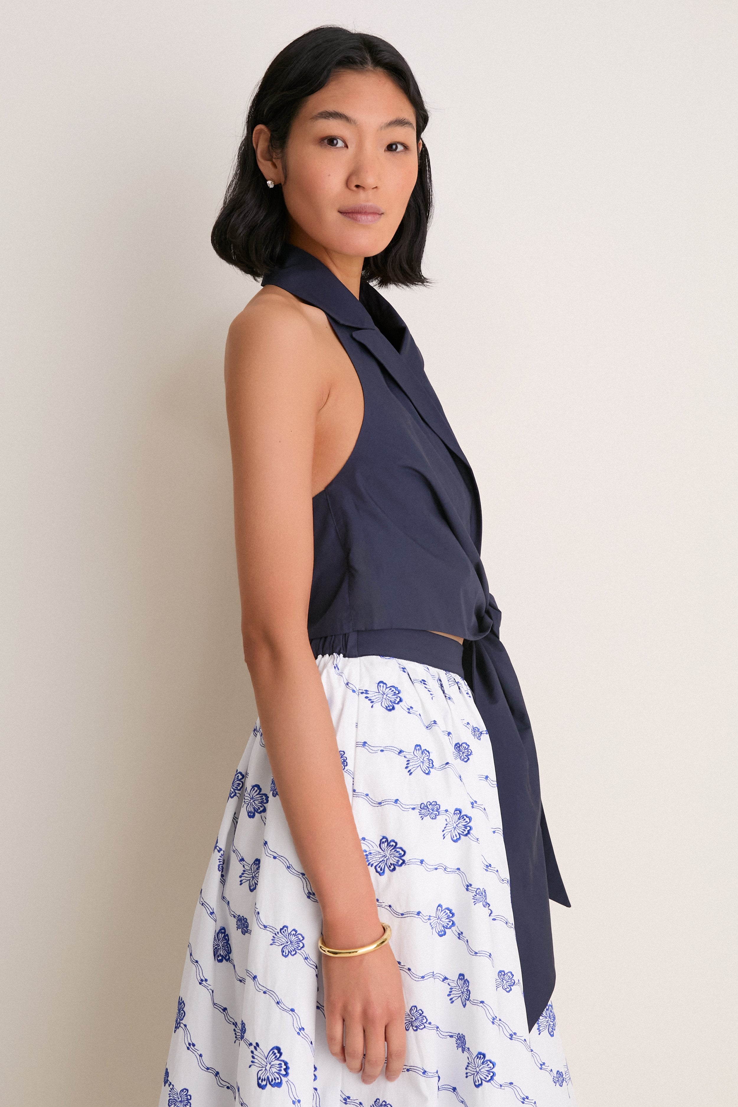 Navy Wrapped Up Halter Top