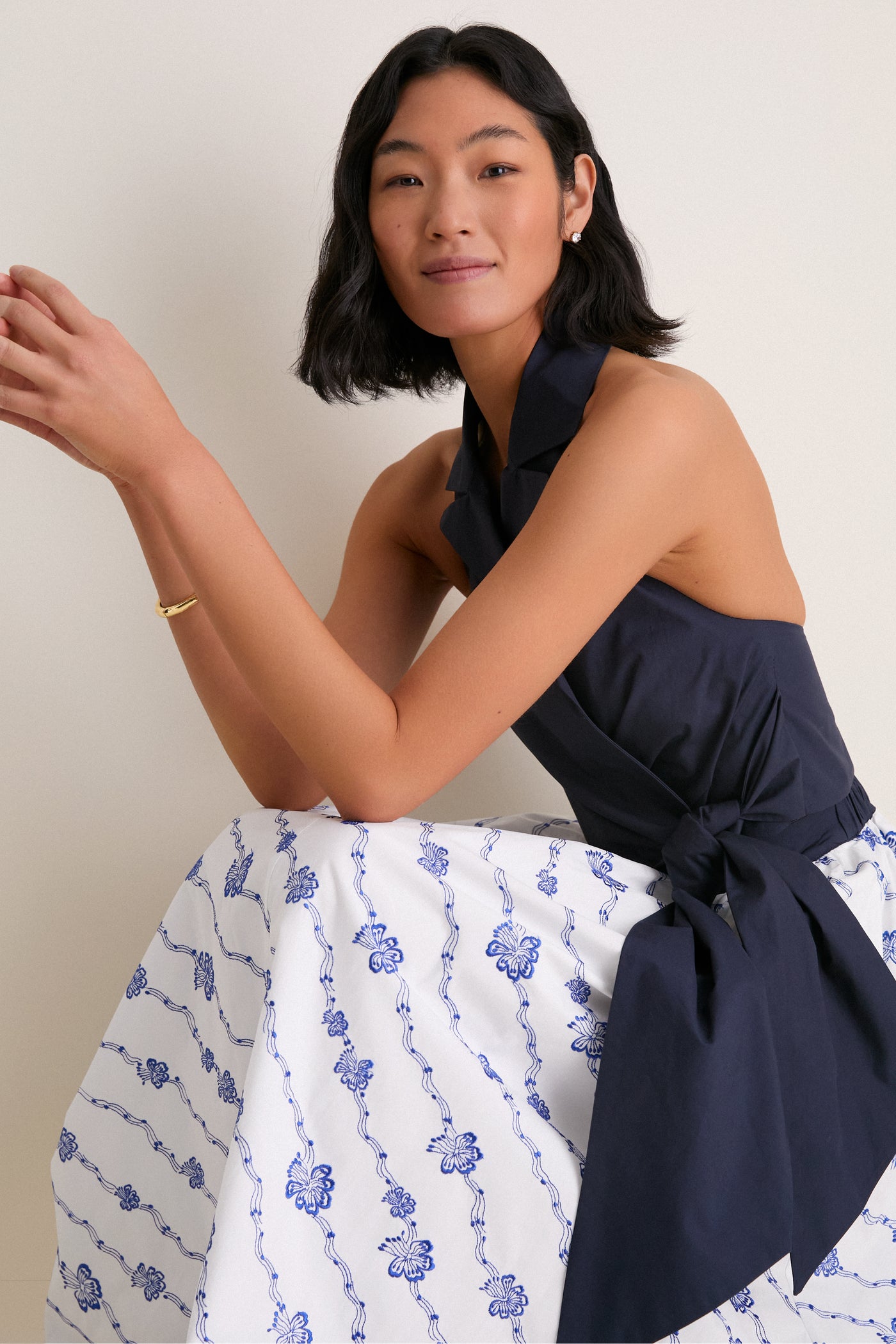 Navy Wrapped Up Halter Top