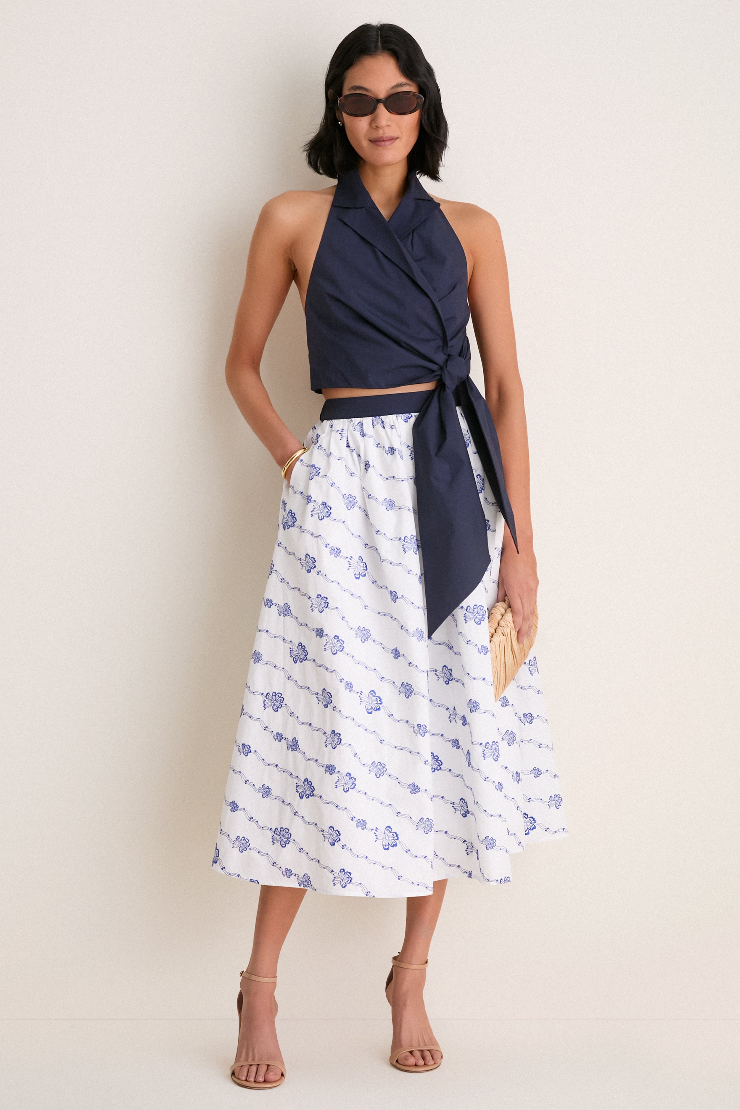 Navy Wrapped Up Halter Top