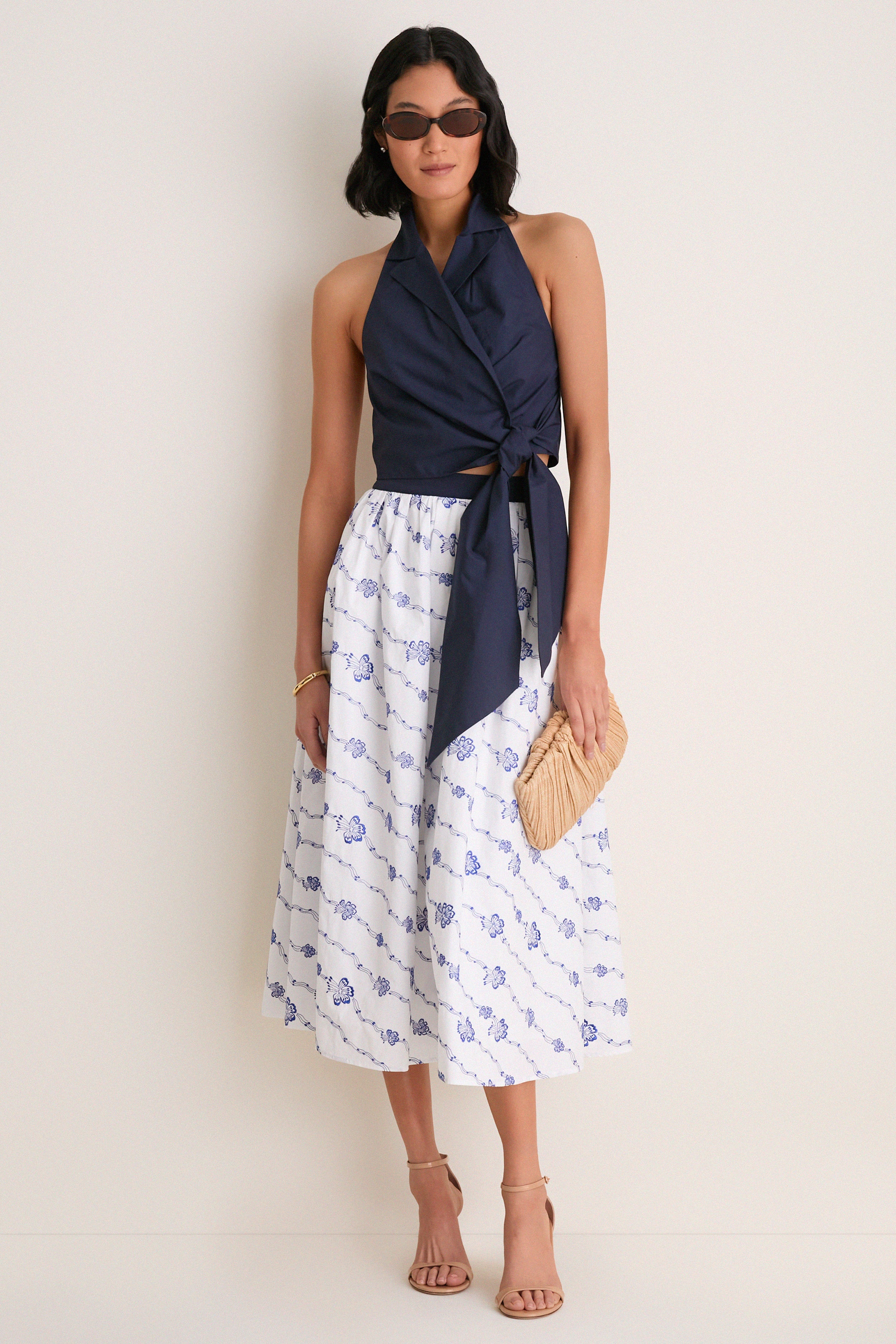 Blue and White Easy Does It Skirt | Rosie Assoulin | Tuckernuck