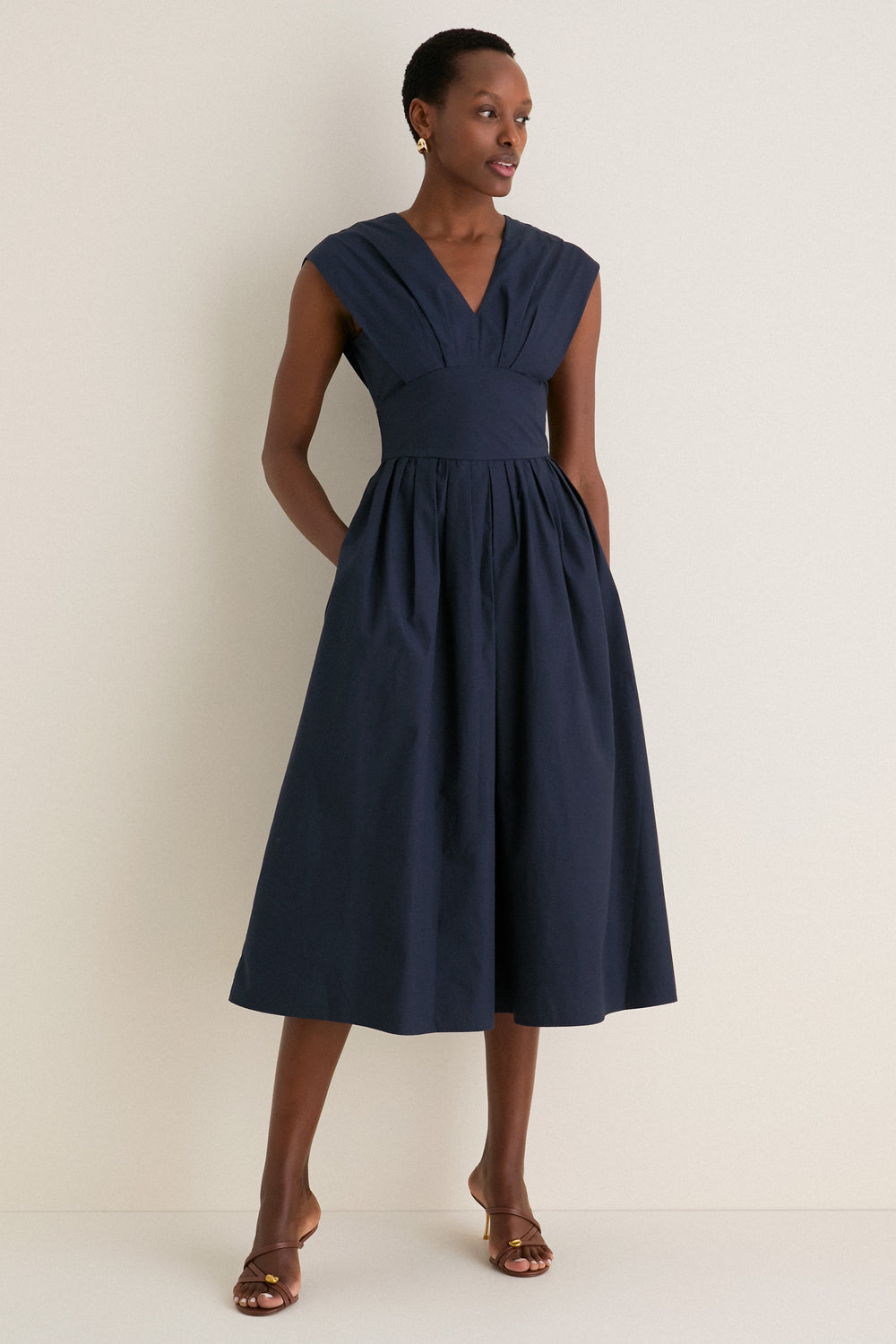 Rosie Assoulin Women's In Full Bloom Cotton Midi-Dress - Navy - Size 0 Rosie Assoulin Women's In Full Bloom Cotton Midi-Dress - Navy - Size 0