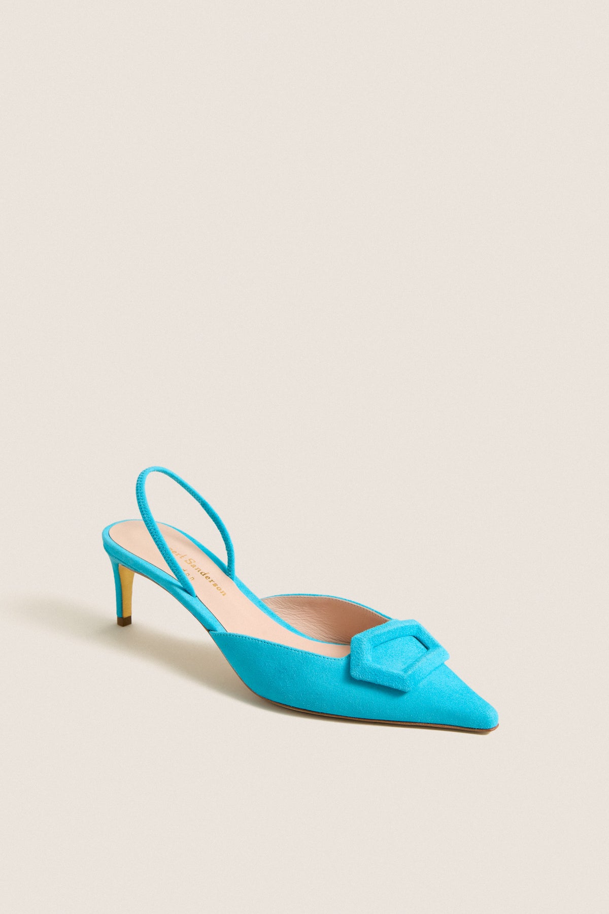 Lagoon Suede Aminita Heels with Covered Cubic