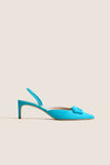 Lagoon Suede Aminita Heels with Covered Cubic