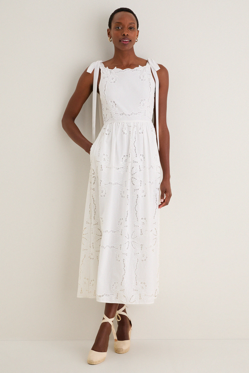 strapless open back dress White April Midi Dress
