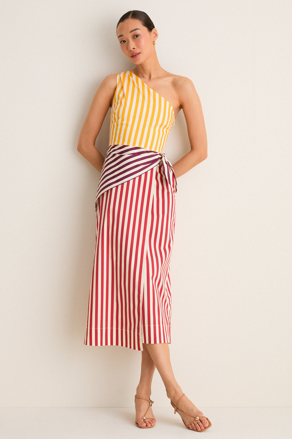 Red Stripe Belem Poplin Midi Dress Red Stripe Belem Poplin Midi Dress