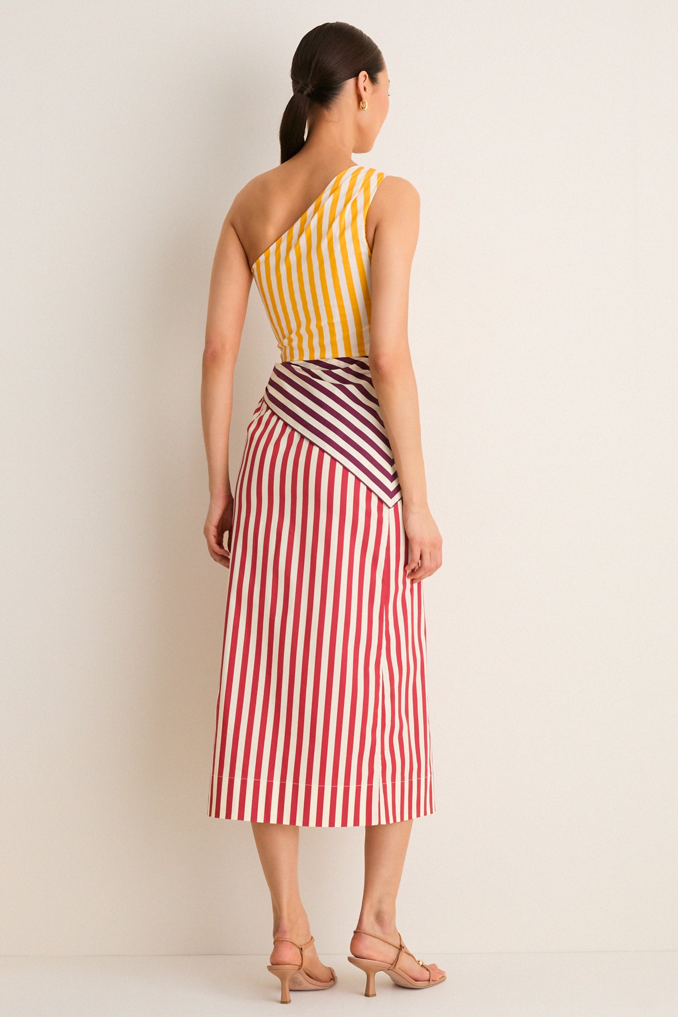 Red Stripe Belem Poplin Midi Dress
