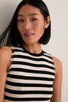 Black and White Stripe Sabine Fringe Knit Dress