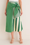 Green Stripe Combo Vita Wrap Skirt
