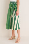 Green Stripe Combo Vita Wrap Skirt
