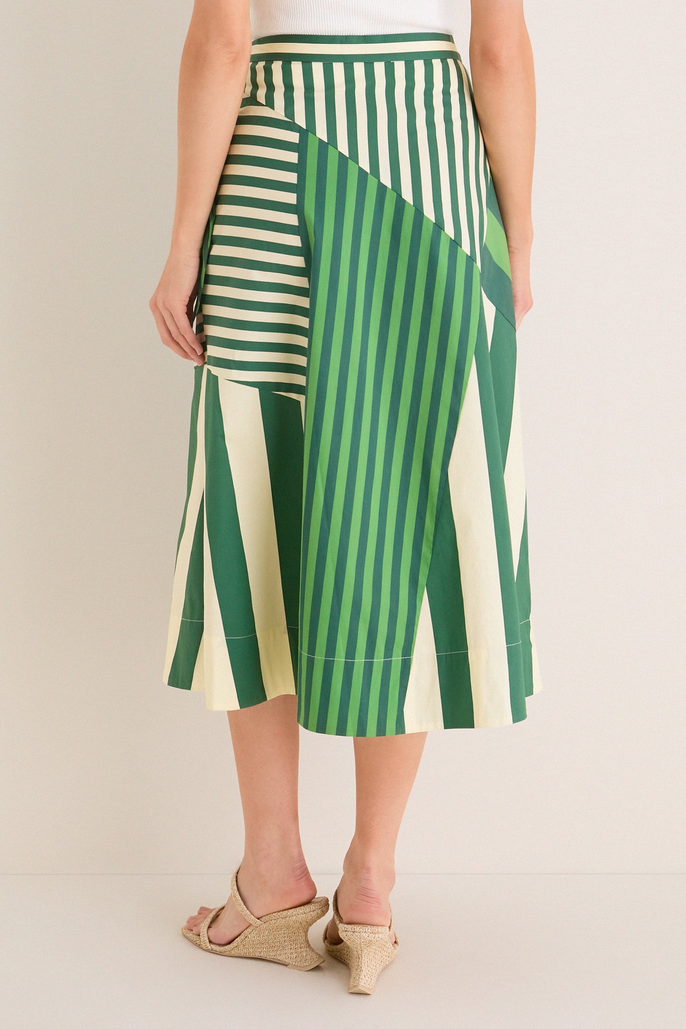 Green Stripe Combo Vita Wrap Skirt