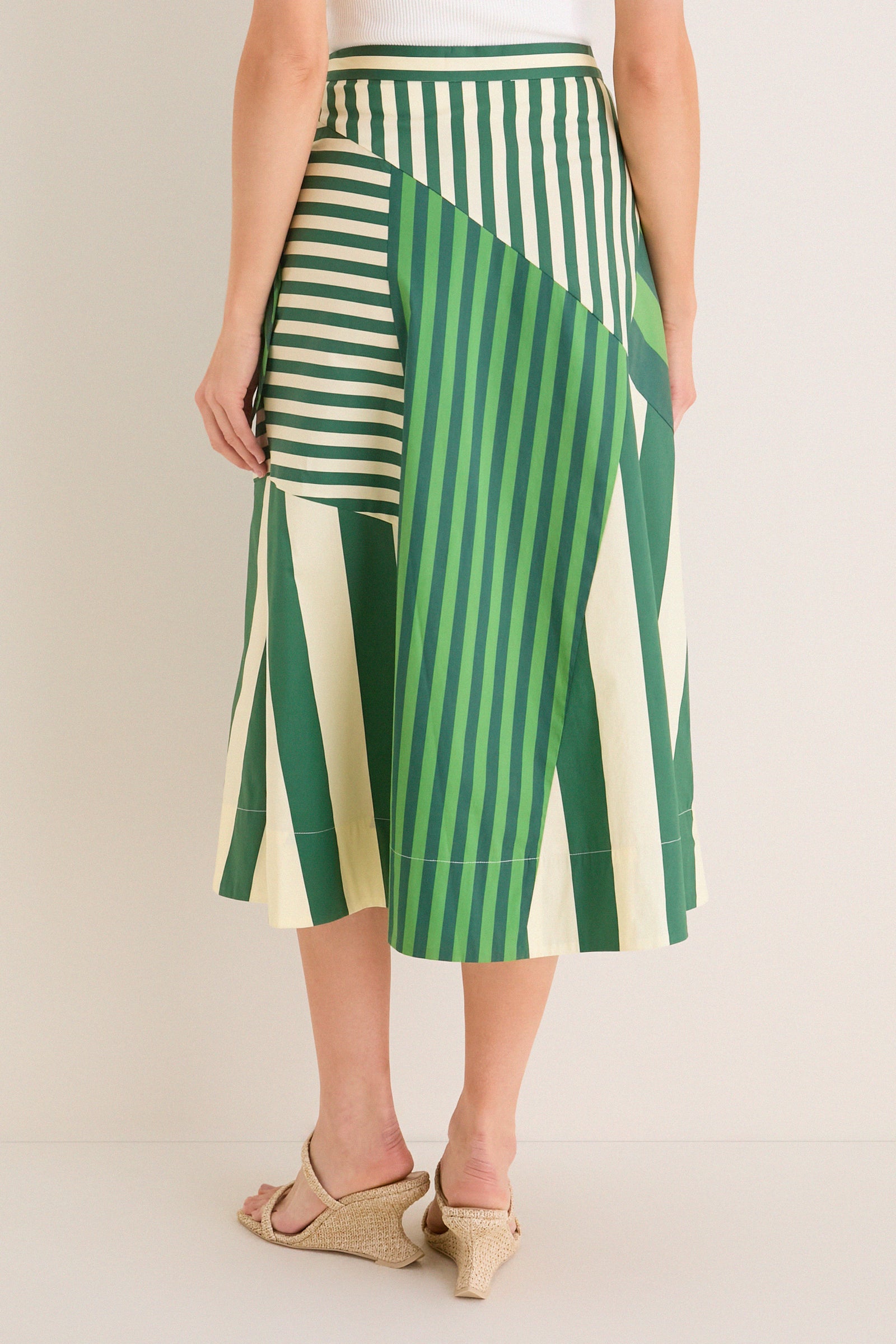 Green Stripe Combo Vita Wrap Skirt