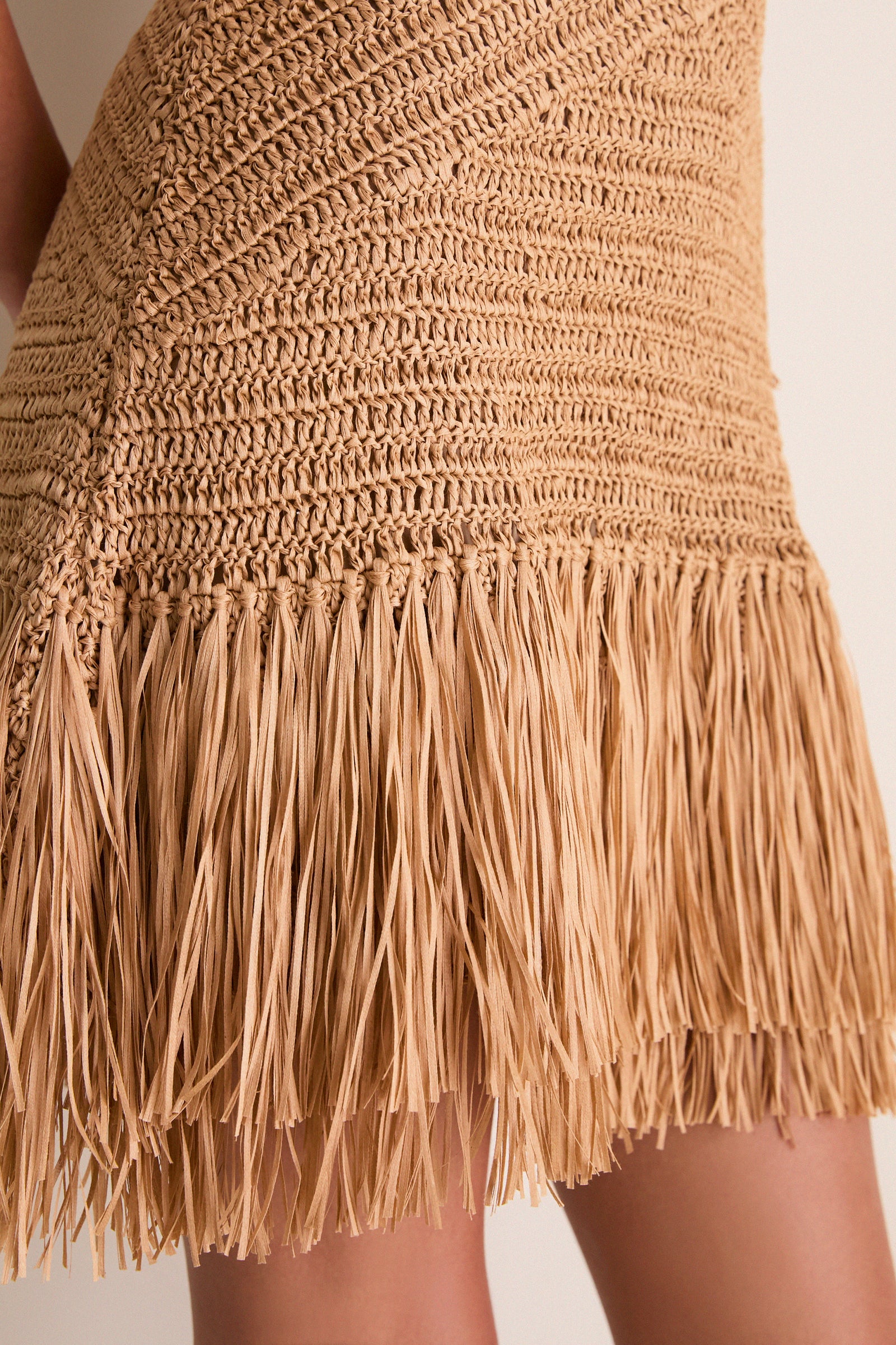 Natural Mira Crochet Mini Dress