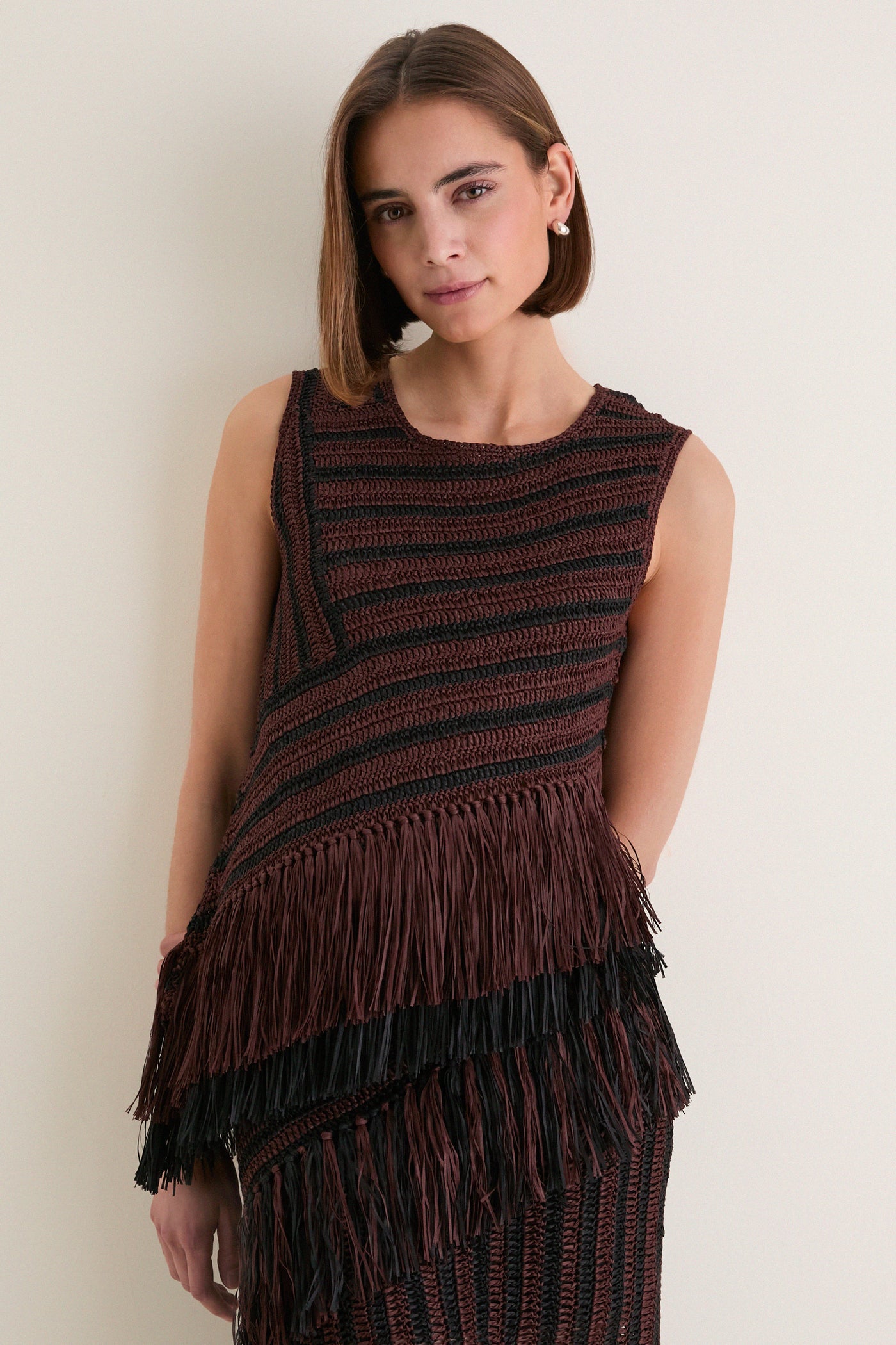 Chocolate Brown and Black Beja Crochet Top
