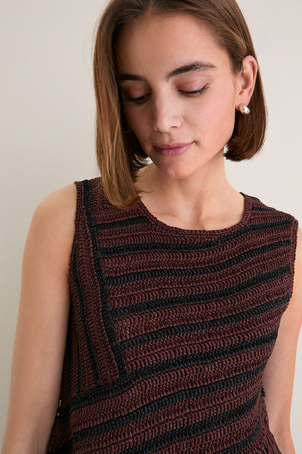 Chocolate Brown and Black Beja Crochet Top | SIMONMILLER