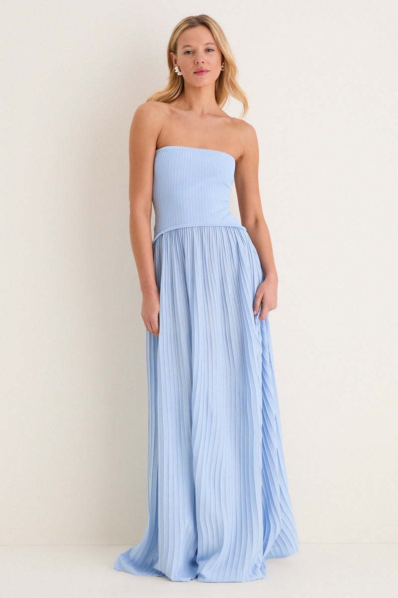 Blue Lagoon Strapless Soglio Maxi Dress