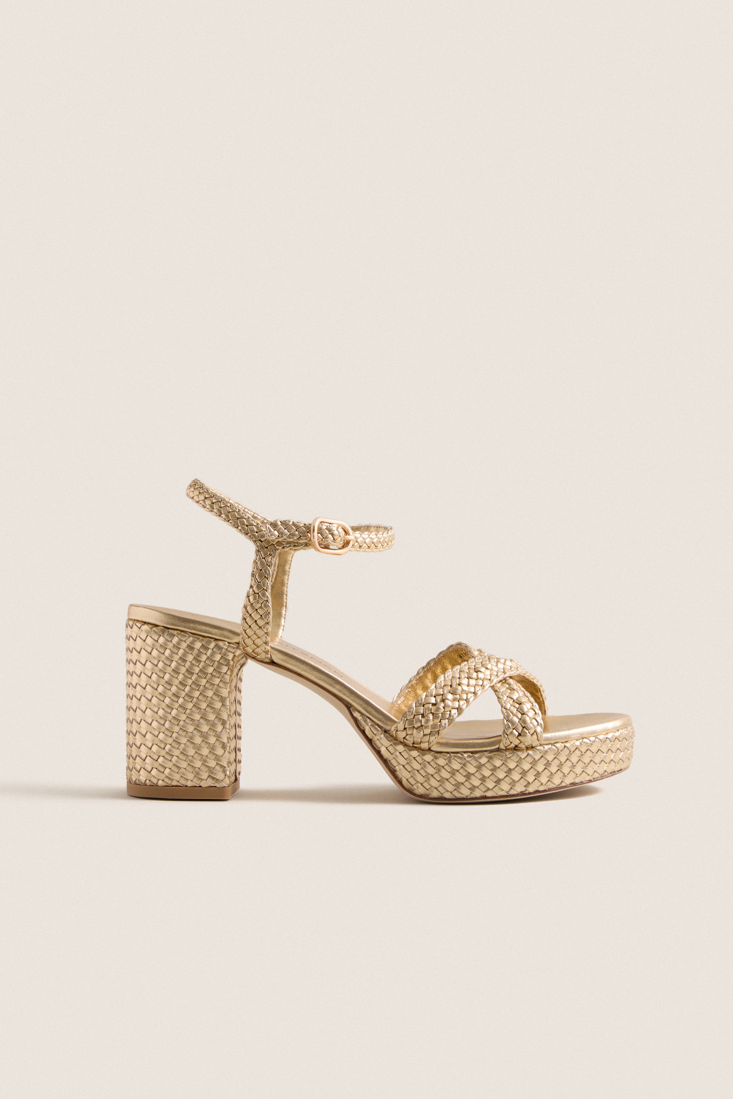 Golden Dayna Woven Platform 80 Heels