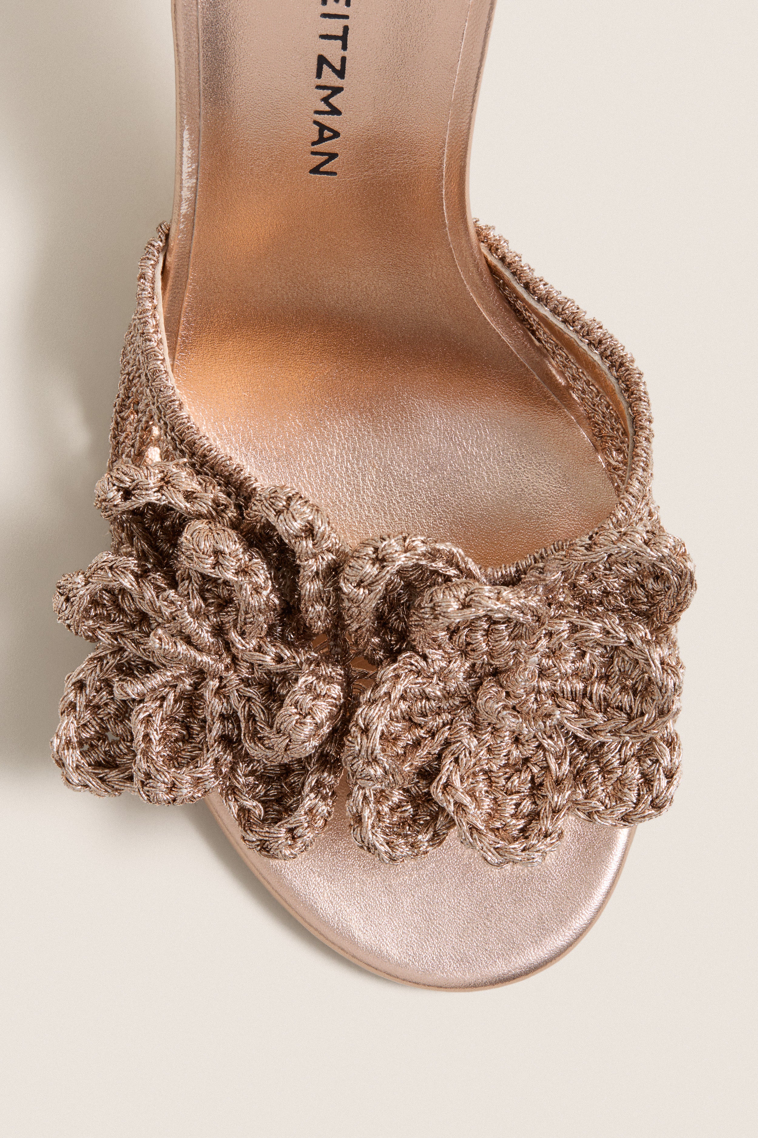 Golden Crochet Lotus Slide 85 Heels