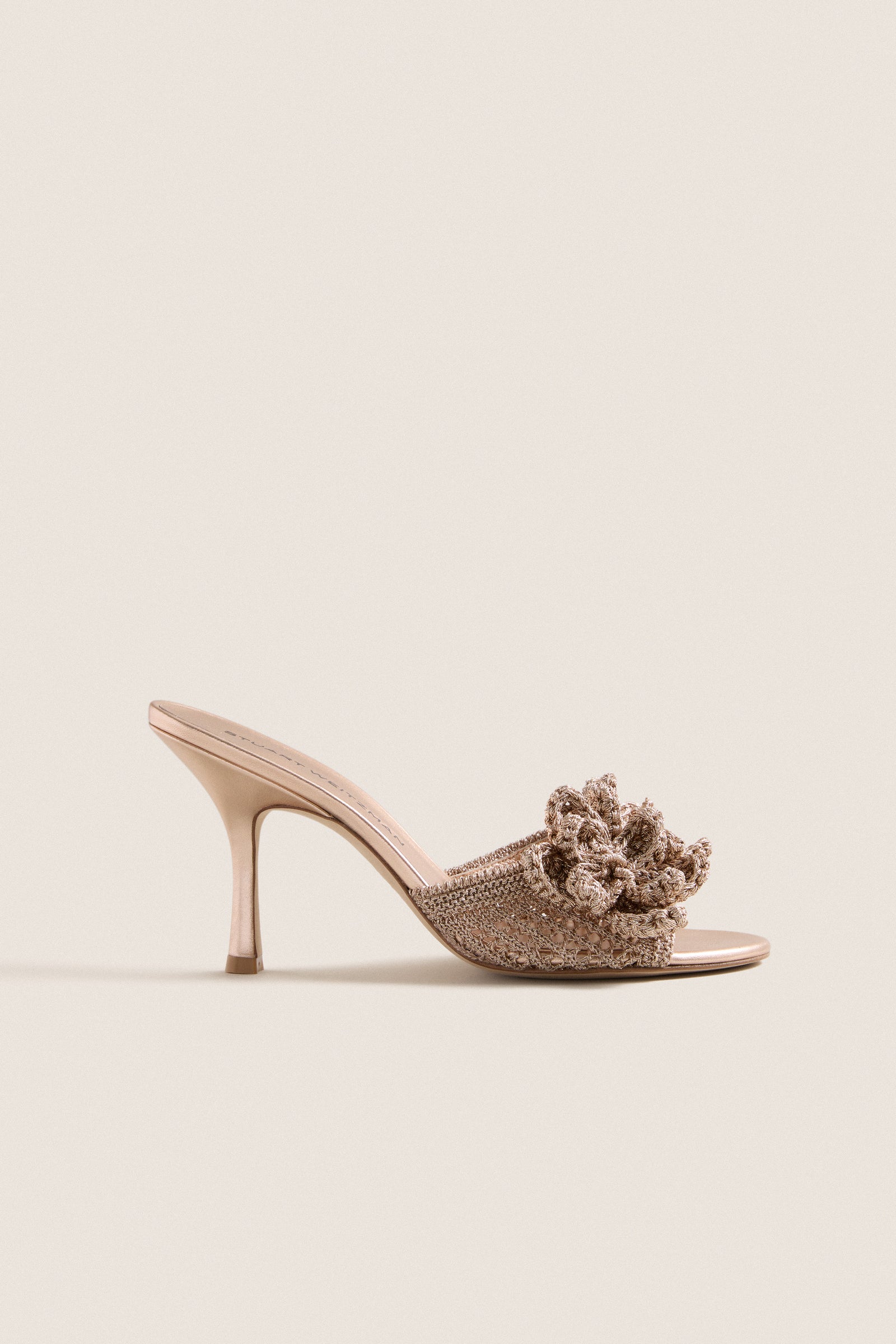 Golden Crochet Lotus Slide 85 Heels