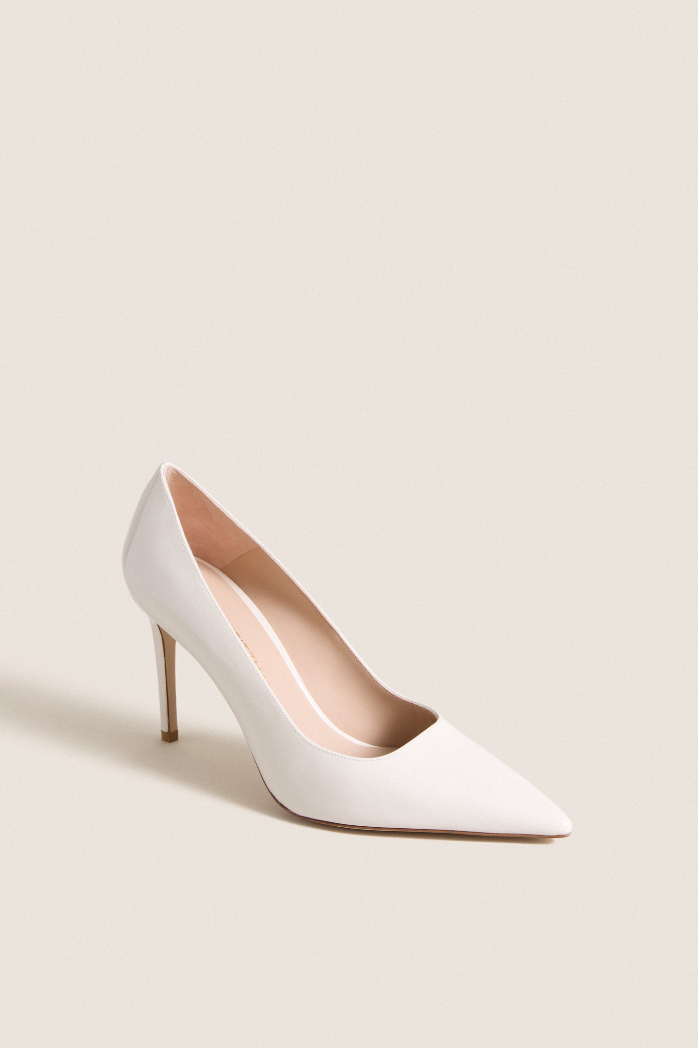 Cream Patent Leather Stuart Power 85 Heels