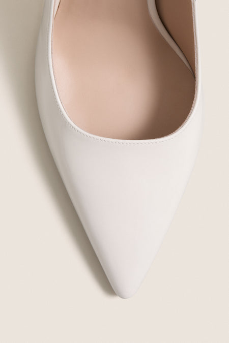 Cream Patent Leather Stuart Power 85 Heels