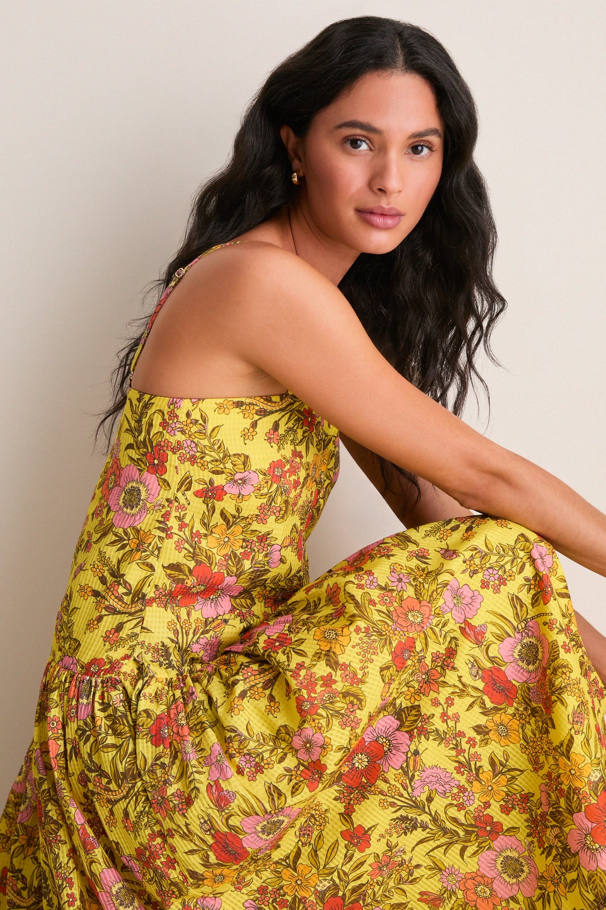 Yellow Kitty Midi Dress