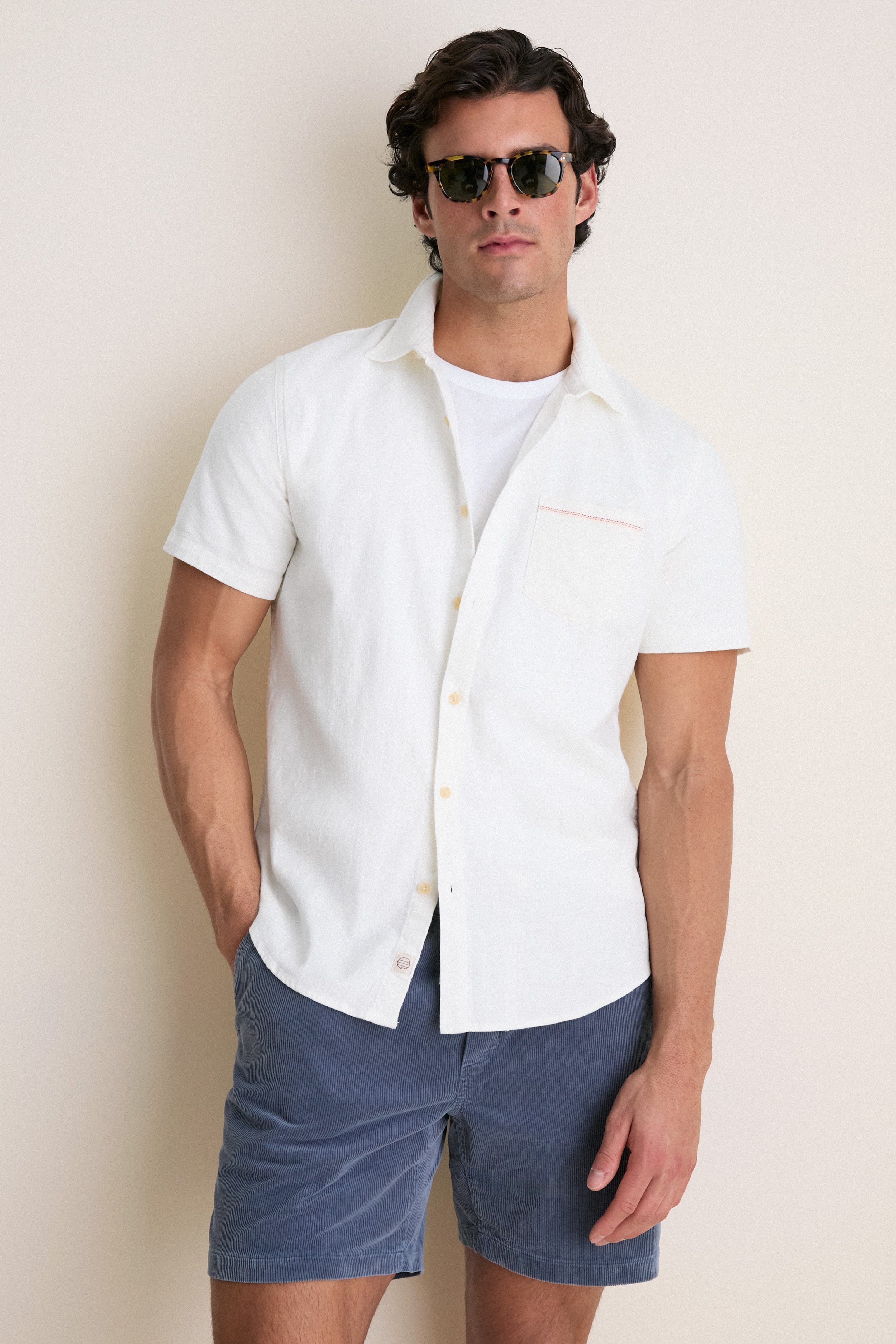 Marine Layer White Classic Stretch Selvage Shirt